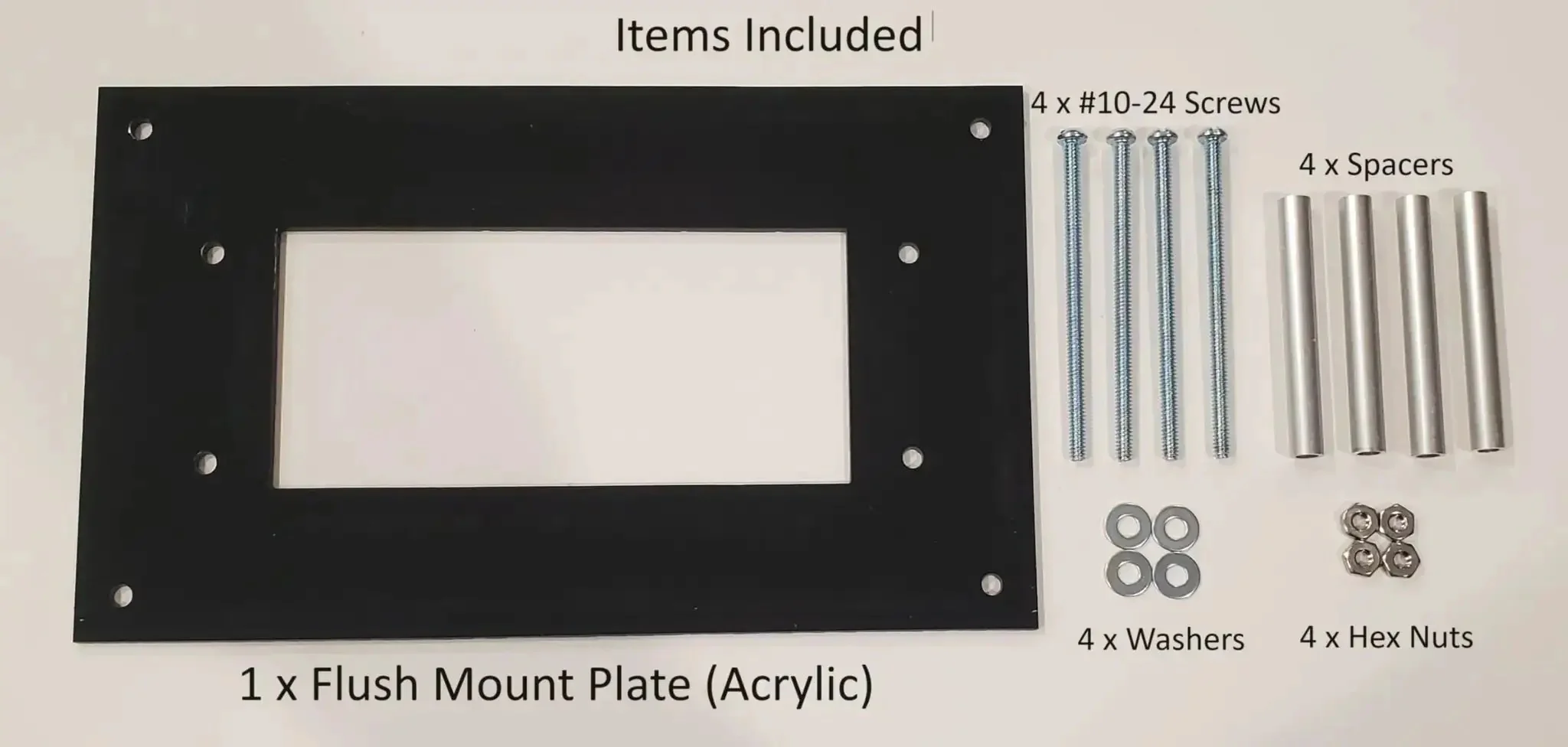 Flush Mount Plate For Whole House Surge Protector Wall Mount Accessory For FS060 FS100 FS140 Acrylic Black Drywall Installation Includes Mount Plate Spacer Rods Screws Washers Nuts - Image 5