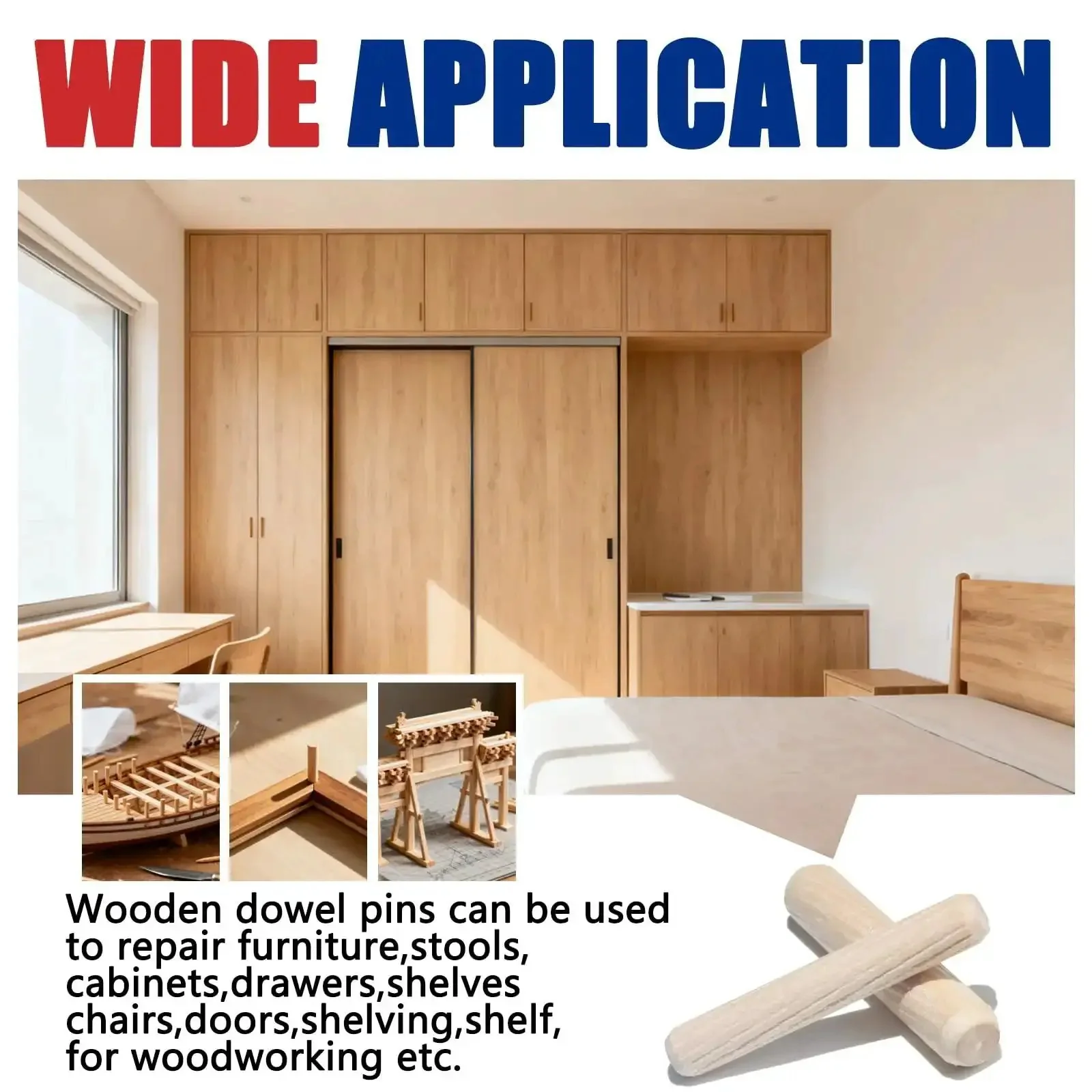 Fluted Wood Dowels Kit Pack Of 110 For Furniture Woodworking And DIY Projects A Handy Pro Grade Set With Three Diameters And Varied Lengths Including One Quarter Inch Five Sixteenths Inch And Three Eighths Inch Dowels - Image 3
