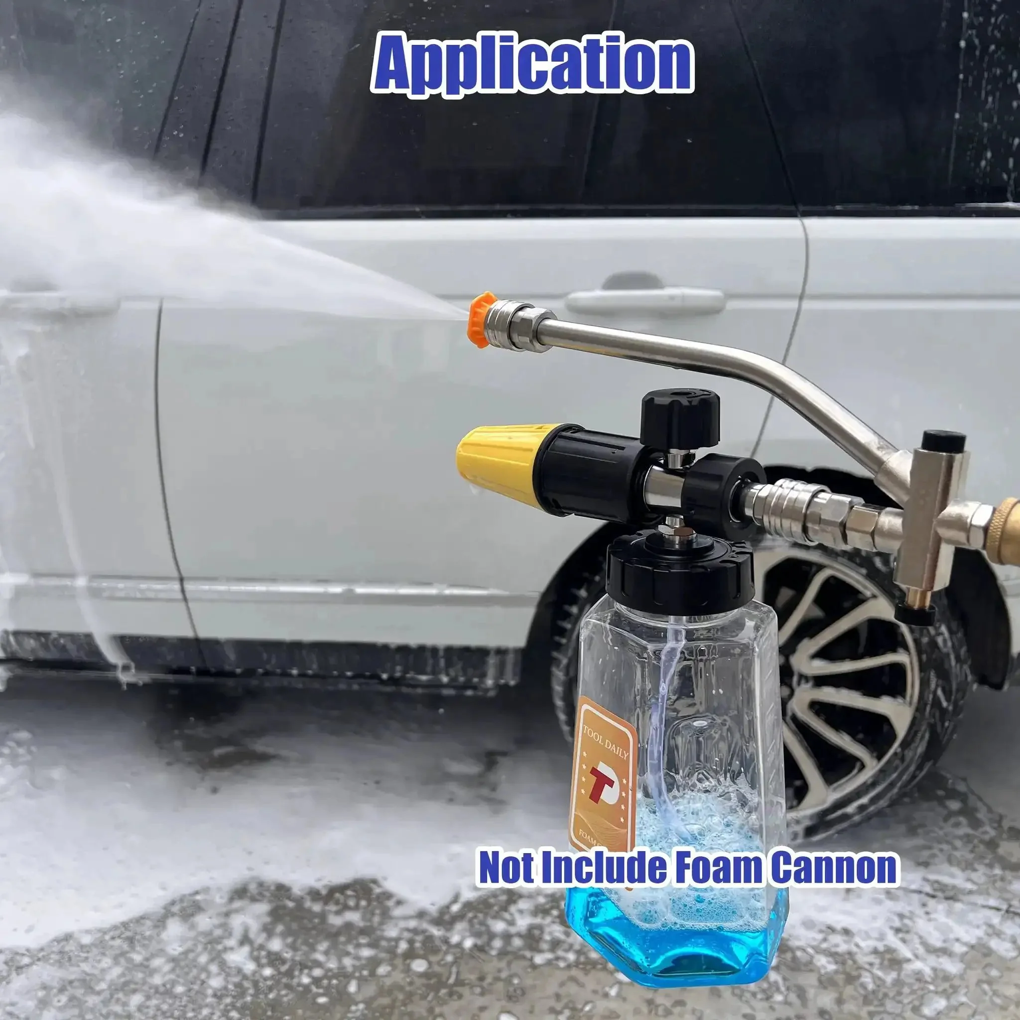 Foam Cannon Dual Connector Attachment For Pressure Washers With Five Sprayer Nozzles And Quarter Inch Quick Connect Double Ended Soap Cannon Accessory For No Fuss High Foam Wash - Image 2