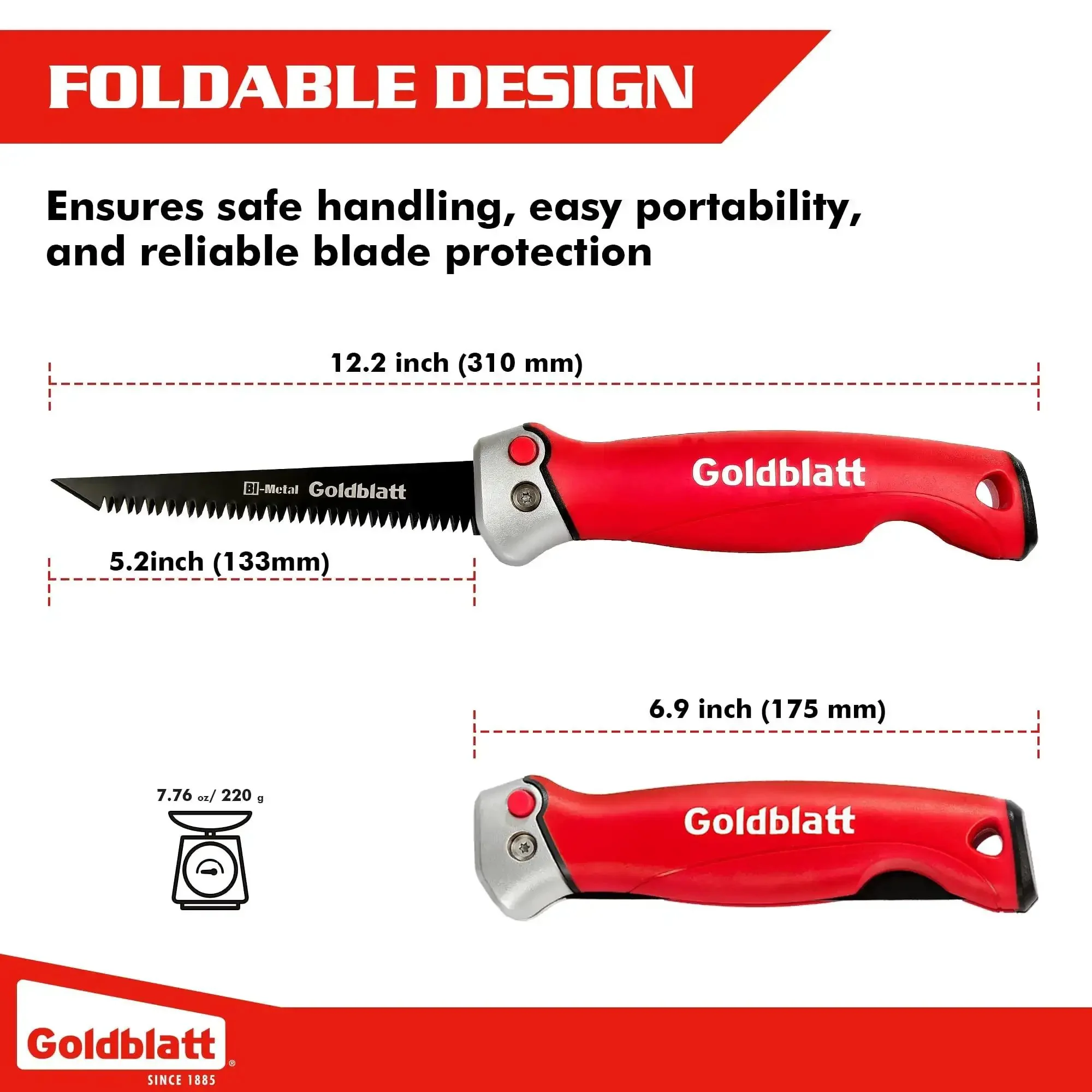 Folding Drywall Saw With Soft Grip Handle Jab Saw For Sheetrock Wallboard Plywood And PVC Pro Grade Tool With Triple Ground Teeth For Fast Smooth Cutting Eleven And Three Quarters Inch Overall Length - Image 5