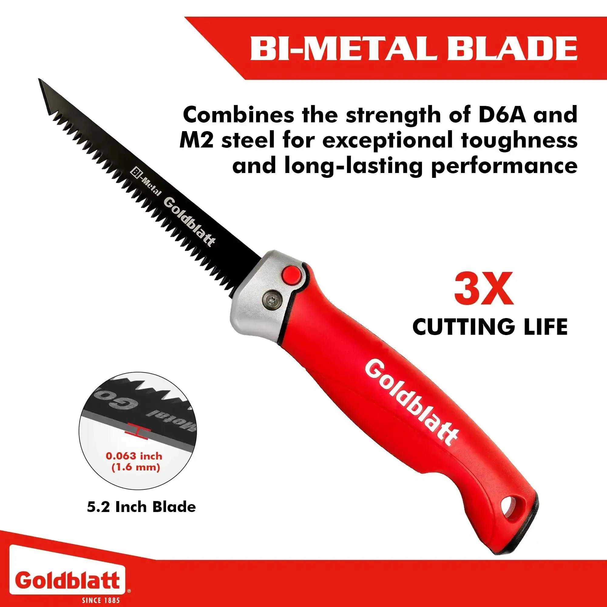 Folding Drywall Saw With Soft Grip Handle Jab Saw For Sheetrock Wallboard Plywood And PVC Pro Grade Tool With Triple Ground Teeth For Fast Smooth Cutting Eleven And Three Quarters Inch Overall Length - Image 8