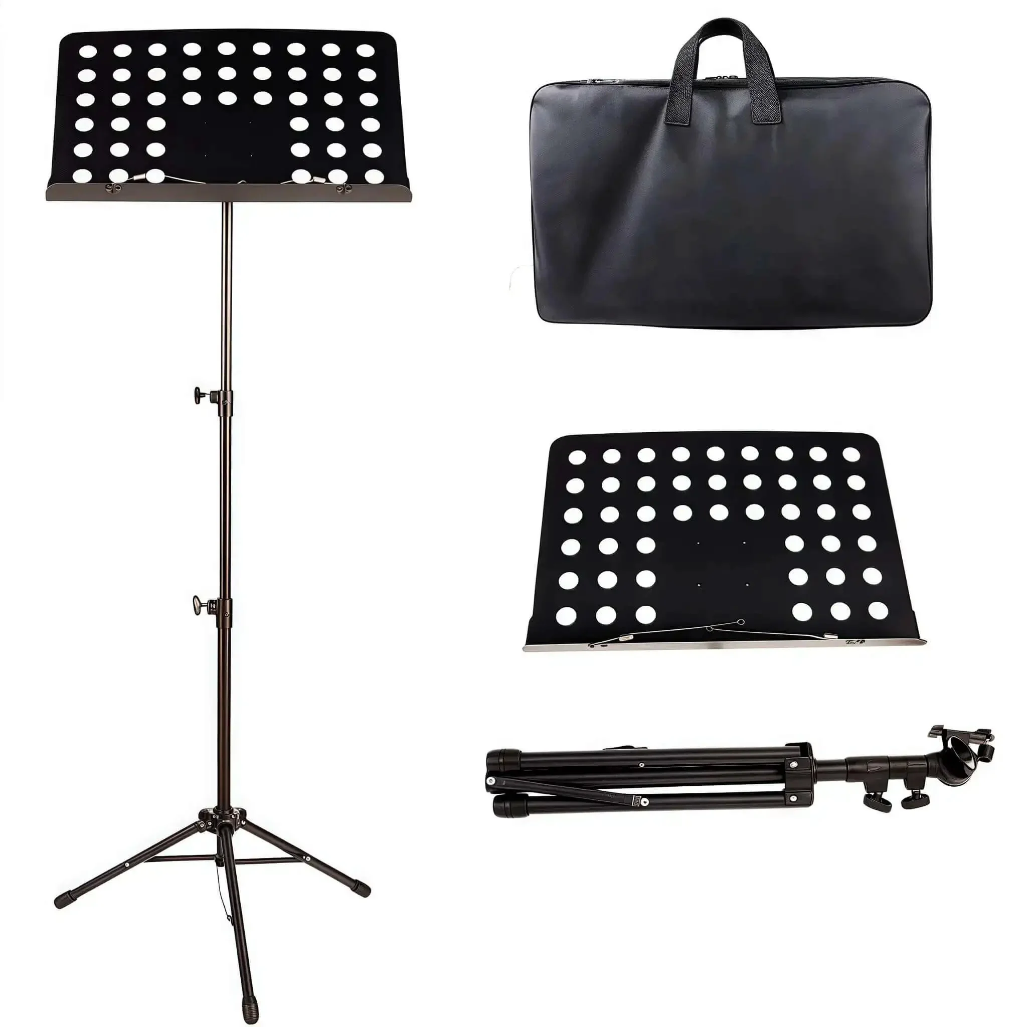 Folding Music Stand Portable With One Step Setup And Tool Free Height Adjustment Thickened Steel Frame For Orchestra Church And School Adjustable From 23 To 48 Inches Lightweight Sheet Music Stand For Gigs