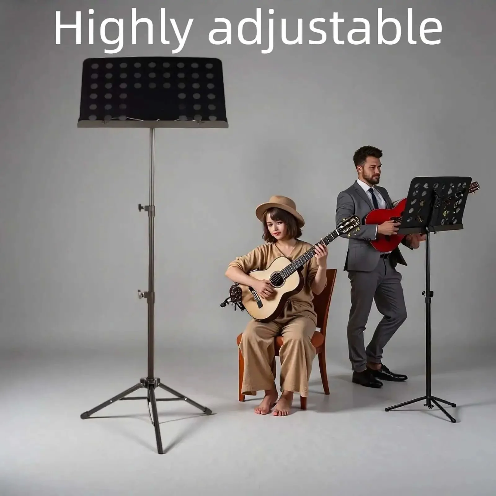 Folding Music Stand Portable With One Step Setup And Tool Free Height Adjustment Thickened Steel Frame For Orchestra Church And School Adjustable From 23 To 48 Inches Lightweight Sheet Music Stand For Gigs - Image 5