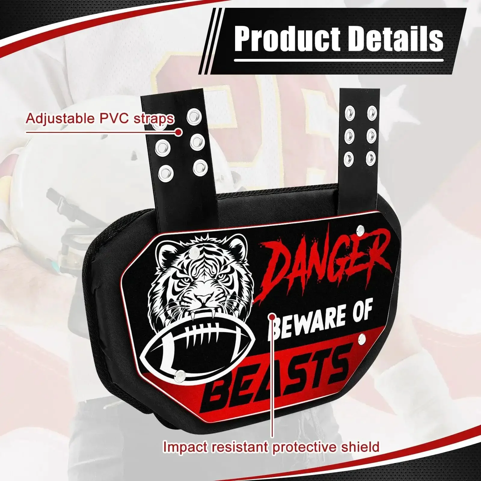 Football Back Plate Lower Back Pads For Players Ventilated Foam Padding And Durable Panels Rear Protector Gear For Youth And Men Tiger Pattern Gift For Football Lovers - Image 6