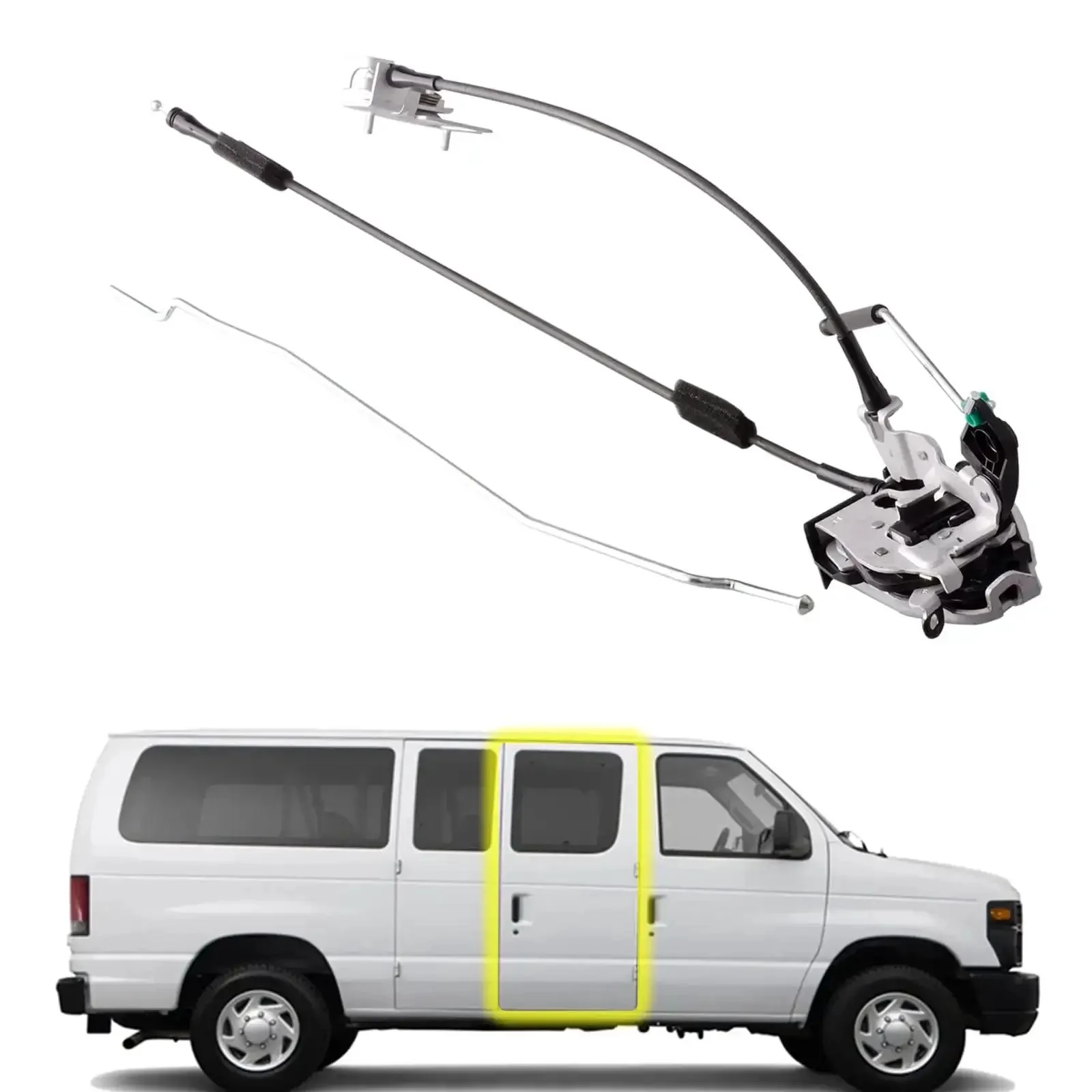 Ford Econoline Right Side Door Latch Assembly For E150 E250 E350 Vans With Cable And Rod Direct Fit OEM Style 1992 To 2014 Includes Hardware For Easy Install And Durable Reliable Performance For Your Van