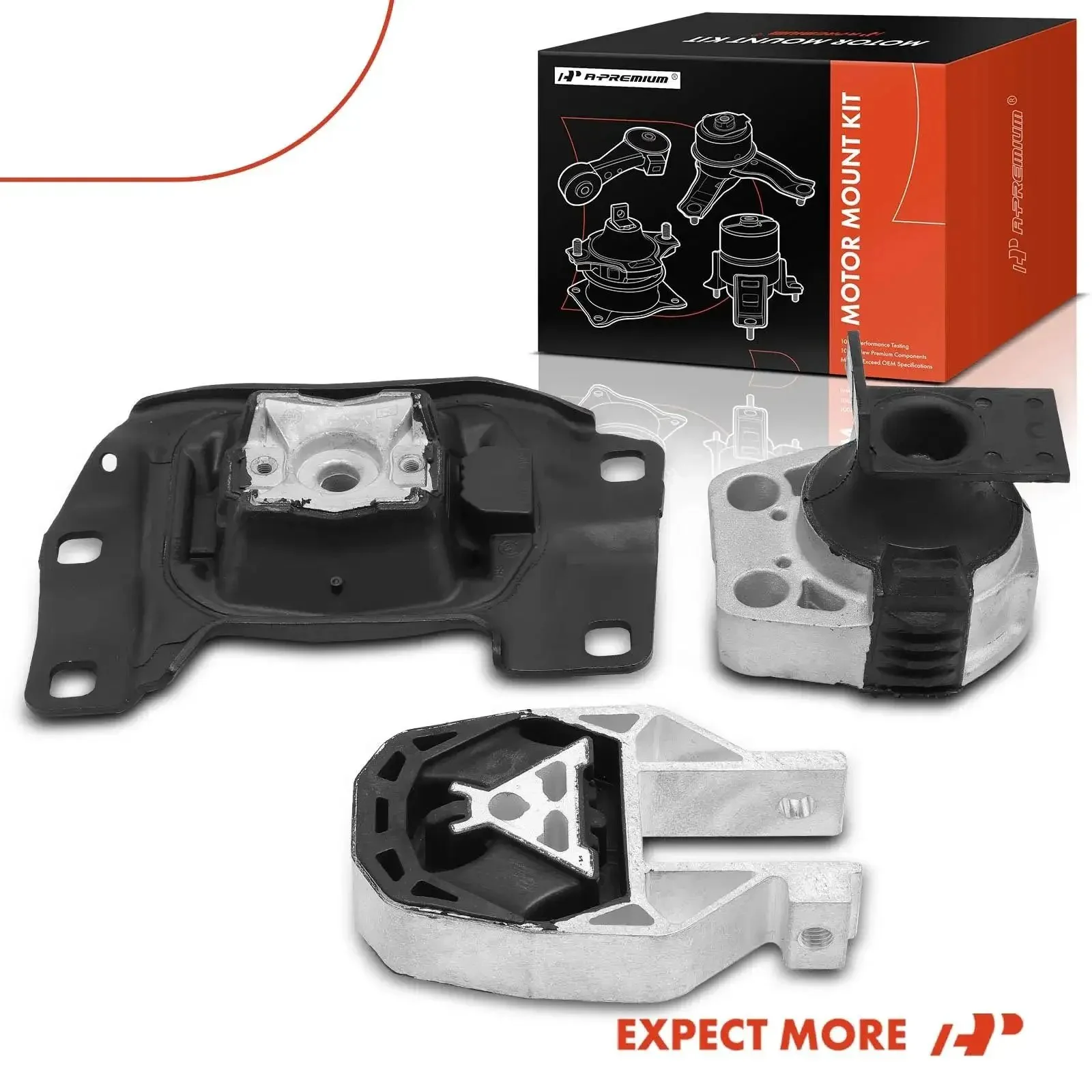 Ford Focus 3 Piece Engine Motor Mount And Transmission Mount Set For 2012 2013 2014 2015 2016 2.0L DIY Ready Bolt In Includes Front Right Motor Mount Lower Transmission Mount Upper Transmission Mount Replaces 5S4Z6038CA AV6Z6068A - Image 2