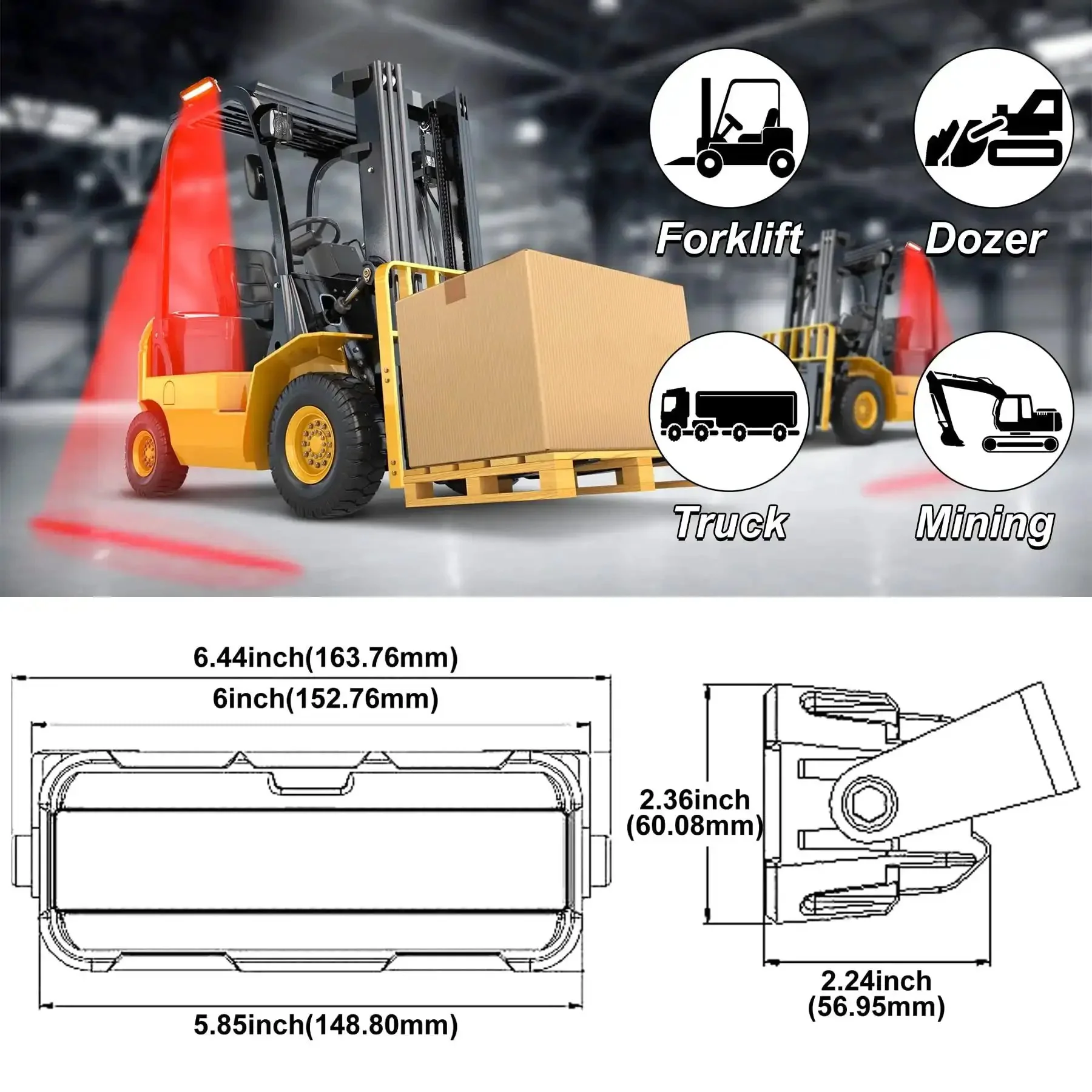 Forklift Safety Light Led Red Zone Pedestrian Warning For Warehouse Use 12V To 60V DC Trucks And Vehicles Workhorse Indicator Spotlight For Safe Loading And Clear Pedestrian Distance - Image 4