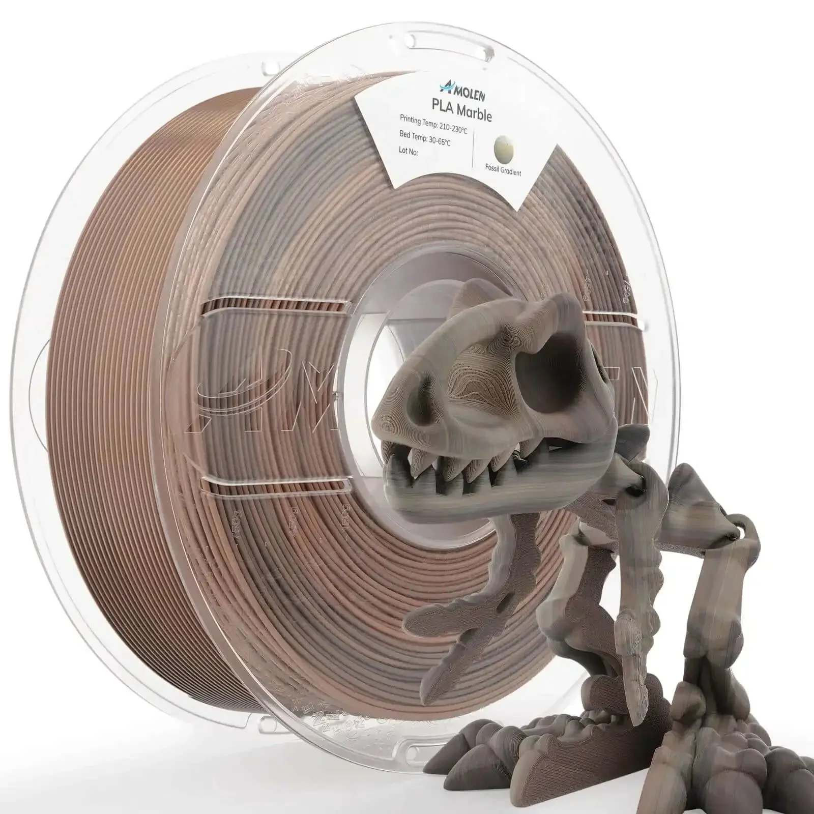 Fossil Gradient Stone PLA Filament 1.75mm For 3D Printing 1Kg Matte Finish Spool With 0.02mm Dimensional Accuracy And Easy Unwind Less Tangling Dope Fossil Texture For Home Decor And Models