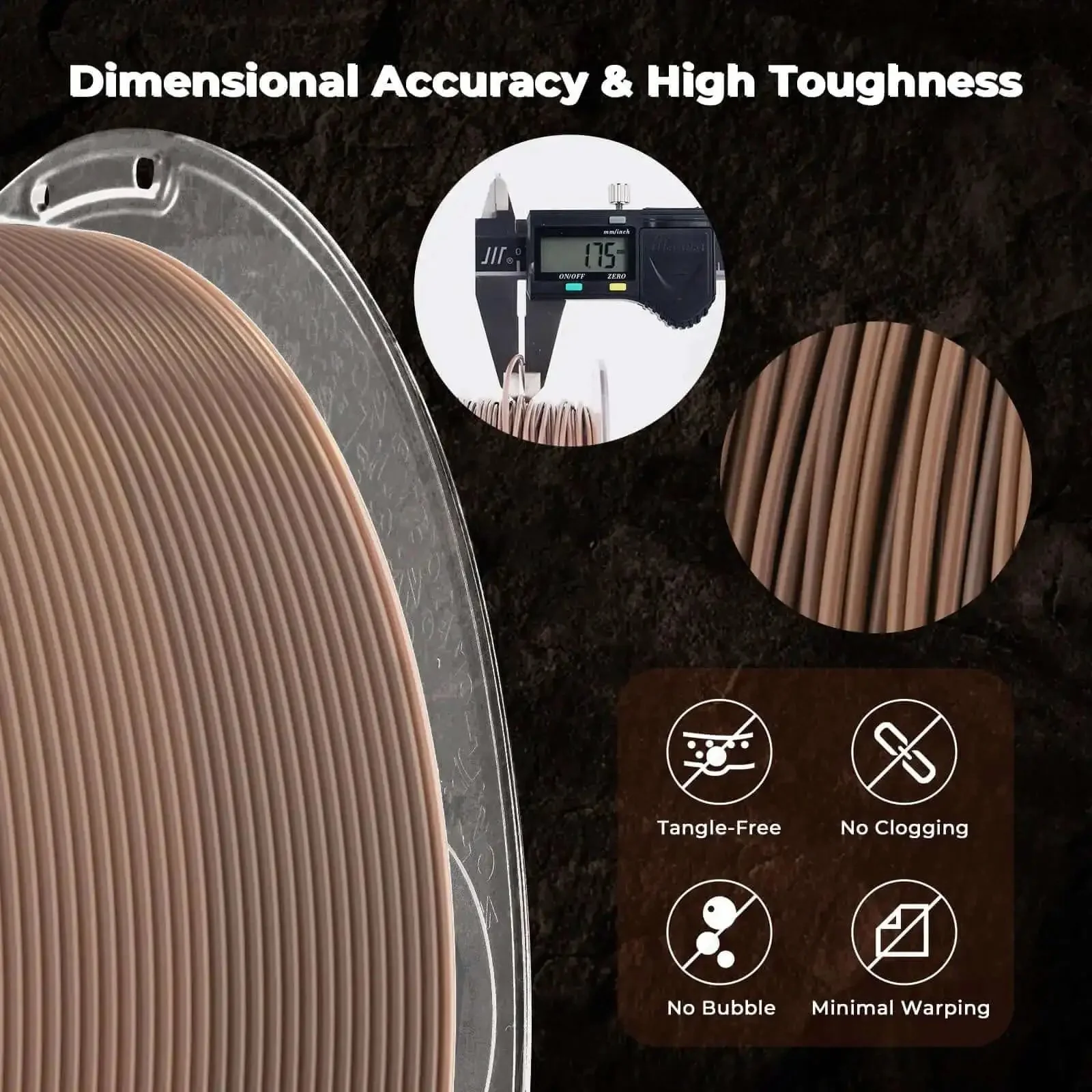 Fossil Gradient Stone PLA Filament 1.75mm For 3D Printing 1Kg Matte Finish Spool With 0.02mm Dimensional Accuracy And Easy Unwind Less Tangling Dope Fossil Texture For Home Decor And Models - Image 5