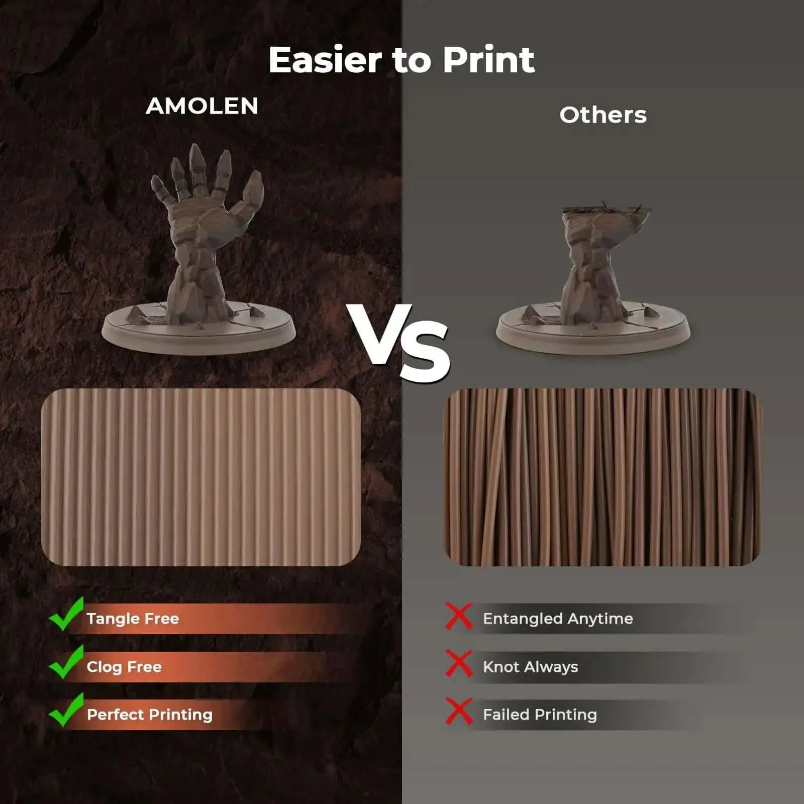 Fossil Gradient Stone PLA Filament 1.75mm For 3D Printing 1Kg Matte Finish Spool With 0.02mm Dimensional Accuracy And Easy Unwind Less Tangling Dope Fossil Texture For Home Decor And Models - Image 6
