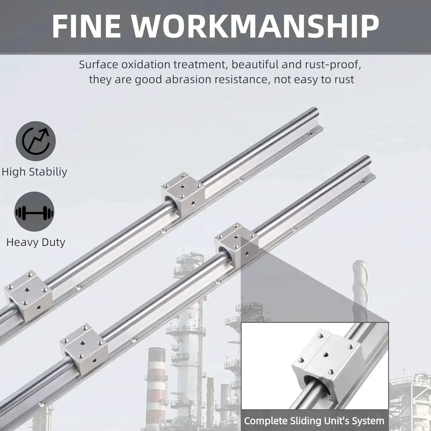 Four 1500mm SBR20 Linear Rails Kit With Eight SBR20UU Blocks For CNC Machines And 3D Printers Built Tough With Fully Supported Ball Bearing Guide Rails Includes Dowels And Hardware - Image 5
