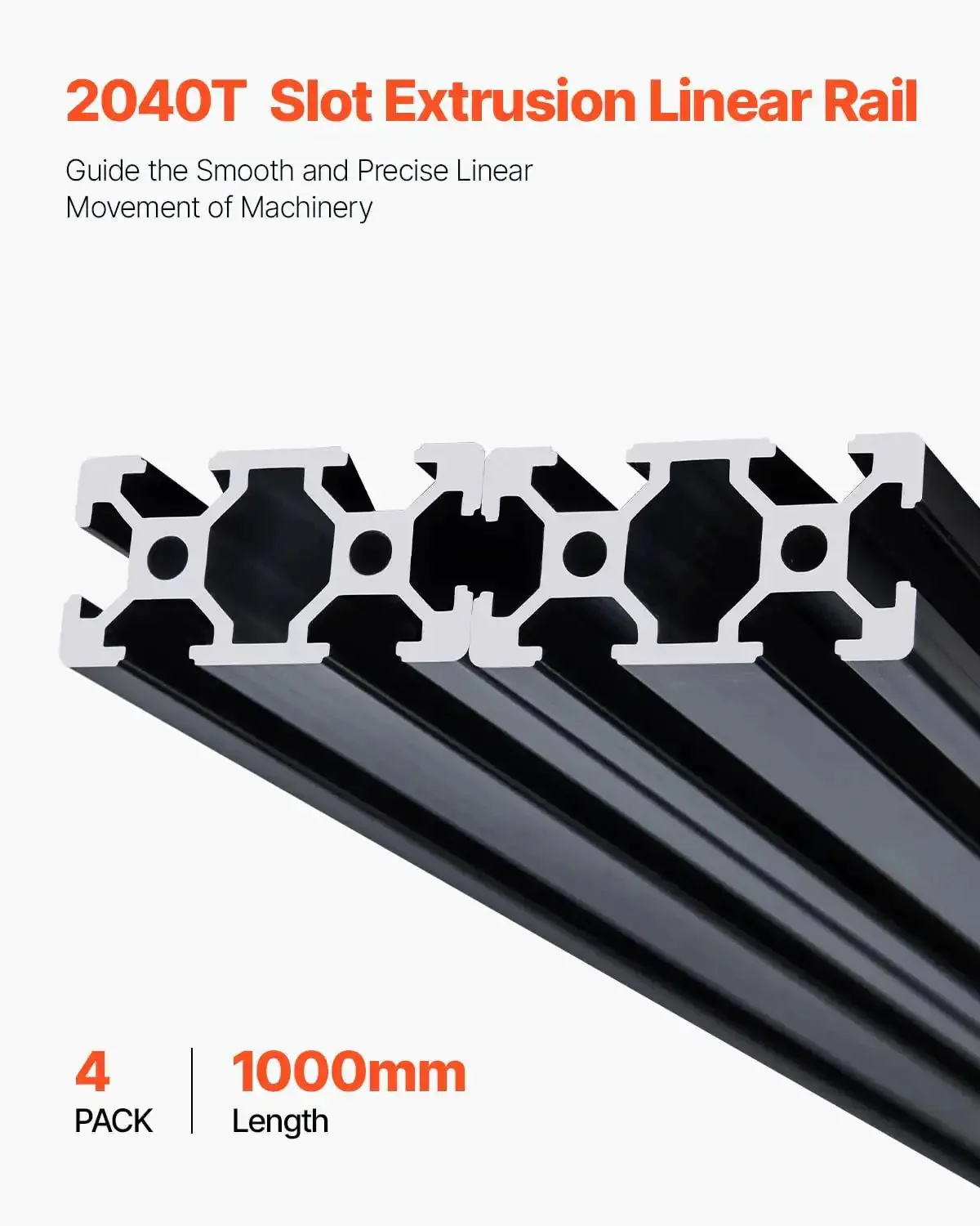 Four 39.4 Inch T Slot 2040 Aluminum Extrusion Profiles With Anodized Linear Rails European Standard Heavy Duty DIY Kit For 3D Printers CNC Machines And Laser Engraving Black - Image 12