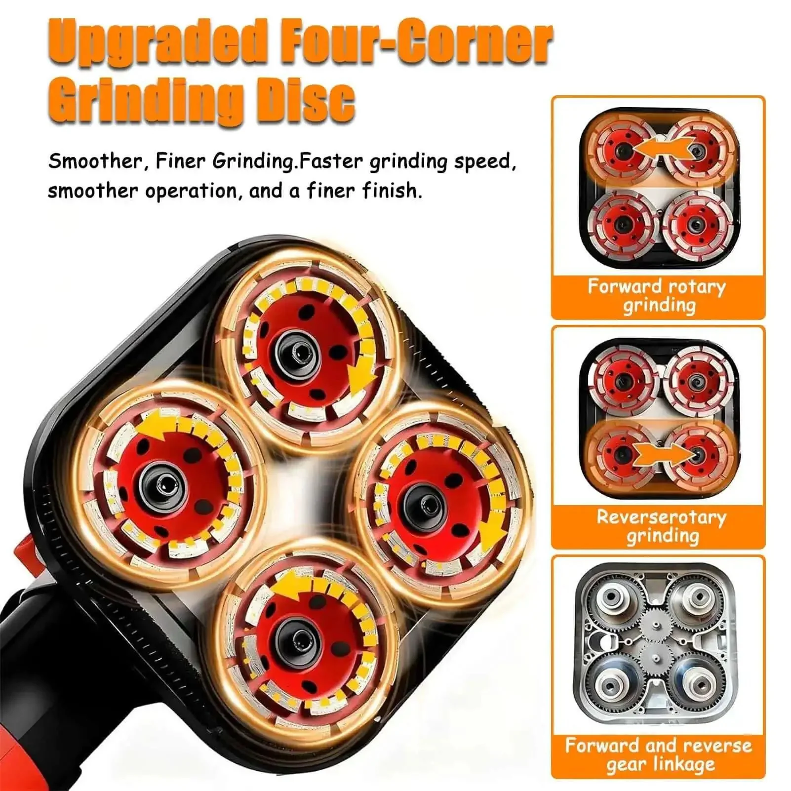 Four Head Concrete Floor Grinder And Electric Diamond Polisher Machine With Six Variable Speed For Dustless Grinding Of Stone Marble Granite Cement Epoxy Beast Performance - Image 2