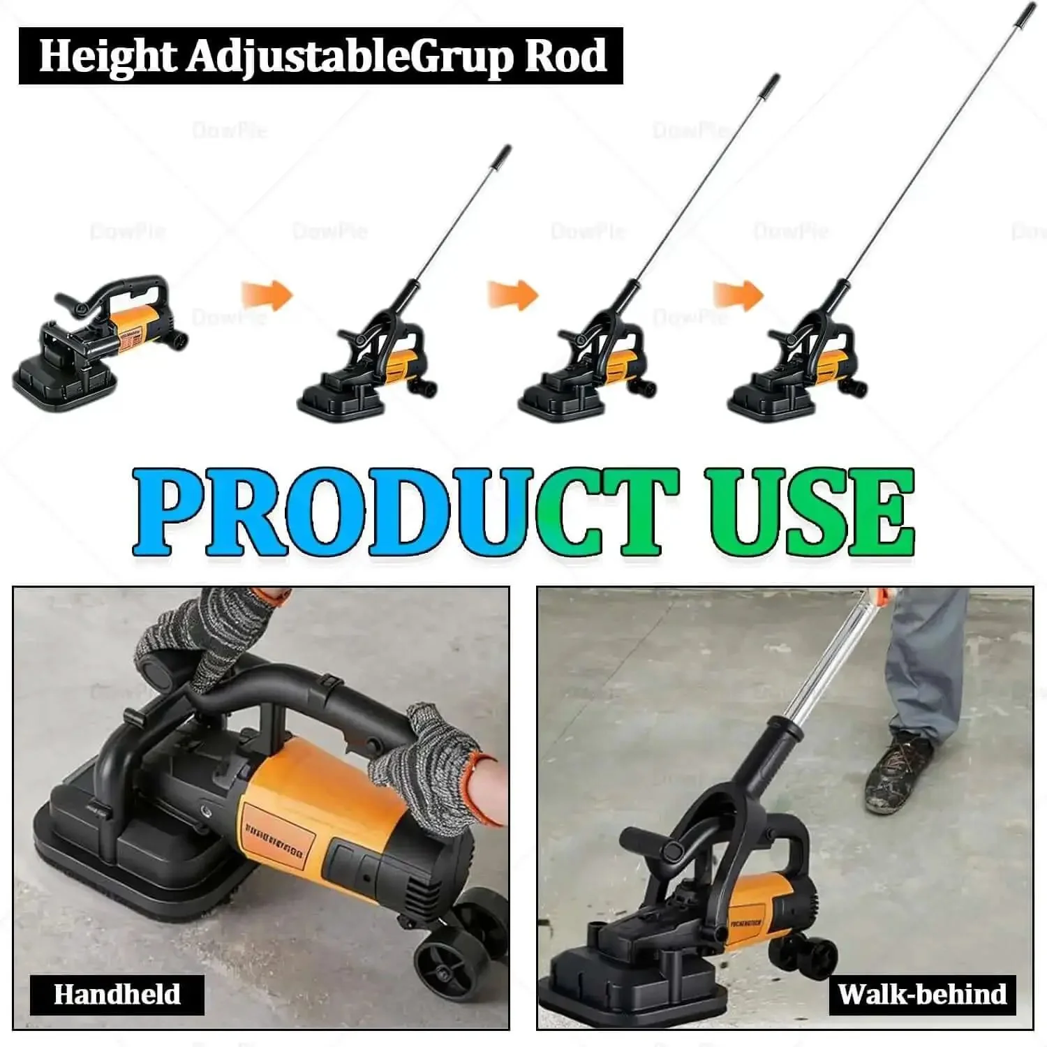Four Head Floor Polisher Dustless Concrete Grinder With Wet Dry Modes 3000 RPM Pure Copper Motor Heavy Duty Workhorse For Wall Corner Cleaning And Rusted Metal Descaling 110V With Vacuum Attachment - Image 4