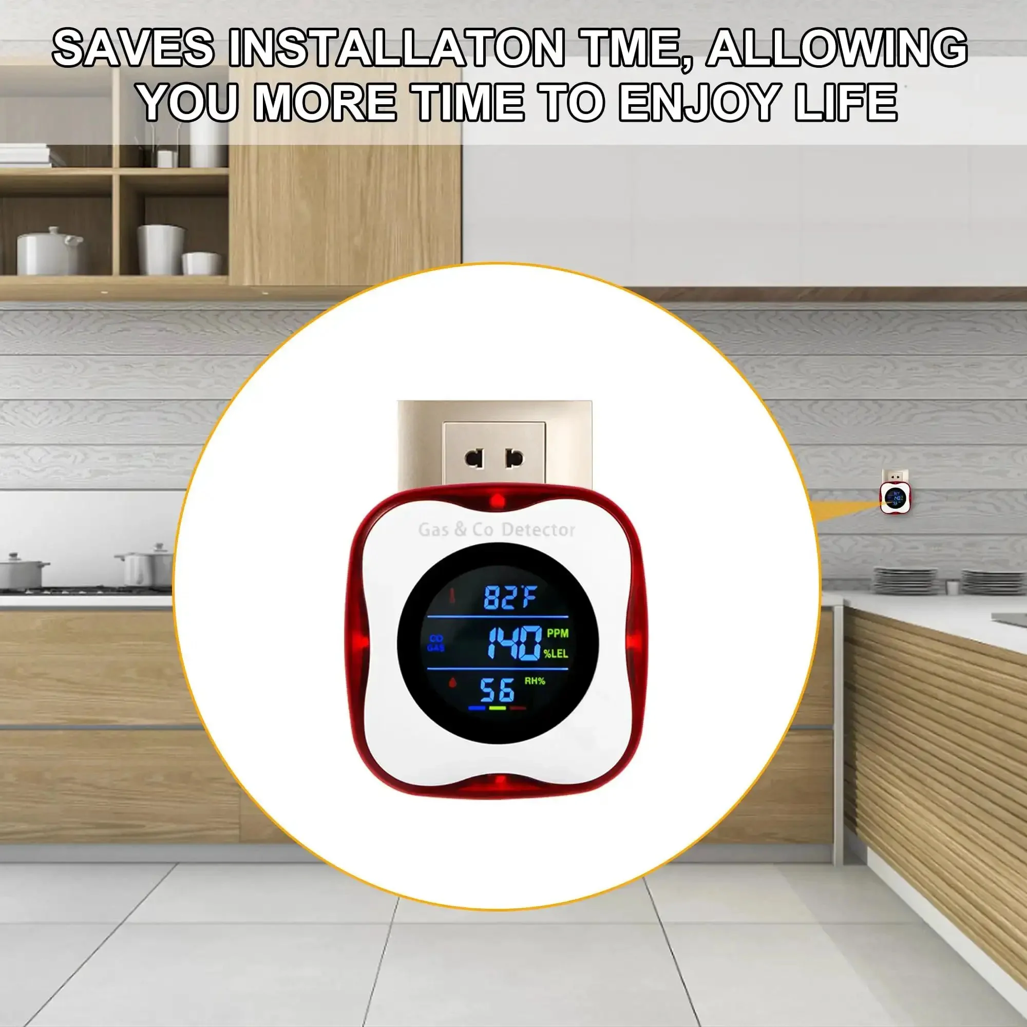 Four In One Plug In Carbon Monoxide And Gas Leak Detector With Real Time Display And Temperature Humidity Monitor For Home And RV Detects CO Natural Gas LPG LNG With Four Sensors - Image 2