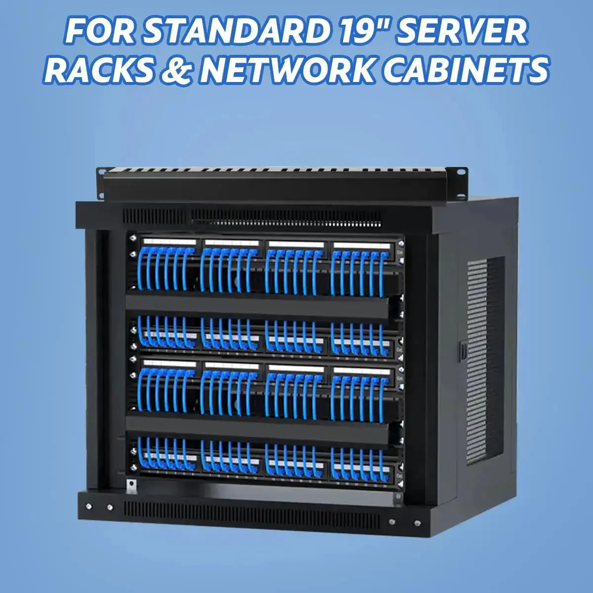 Four Pack 19 Inch 1U Server Rack Cable Management Kit With 24 Slot Horizontal Cable Raceway Gear For Clean Tidy Cables Includes Screws Cage Nuts Duct Channel And Cover For Server Racks And Cabinets - Image 4