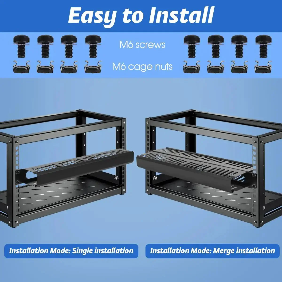 Four Pack 19 Inch 1U Server Rack Cable Management Kit With 24 Slot Horizontal Cable Raceway Gear For Clean Tidy Cables Includes Screws Cage Nuts Duct Channel And Cover For Server Racks And Cabinets - Image 5