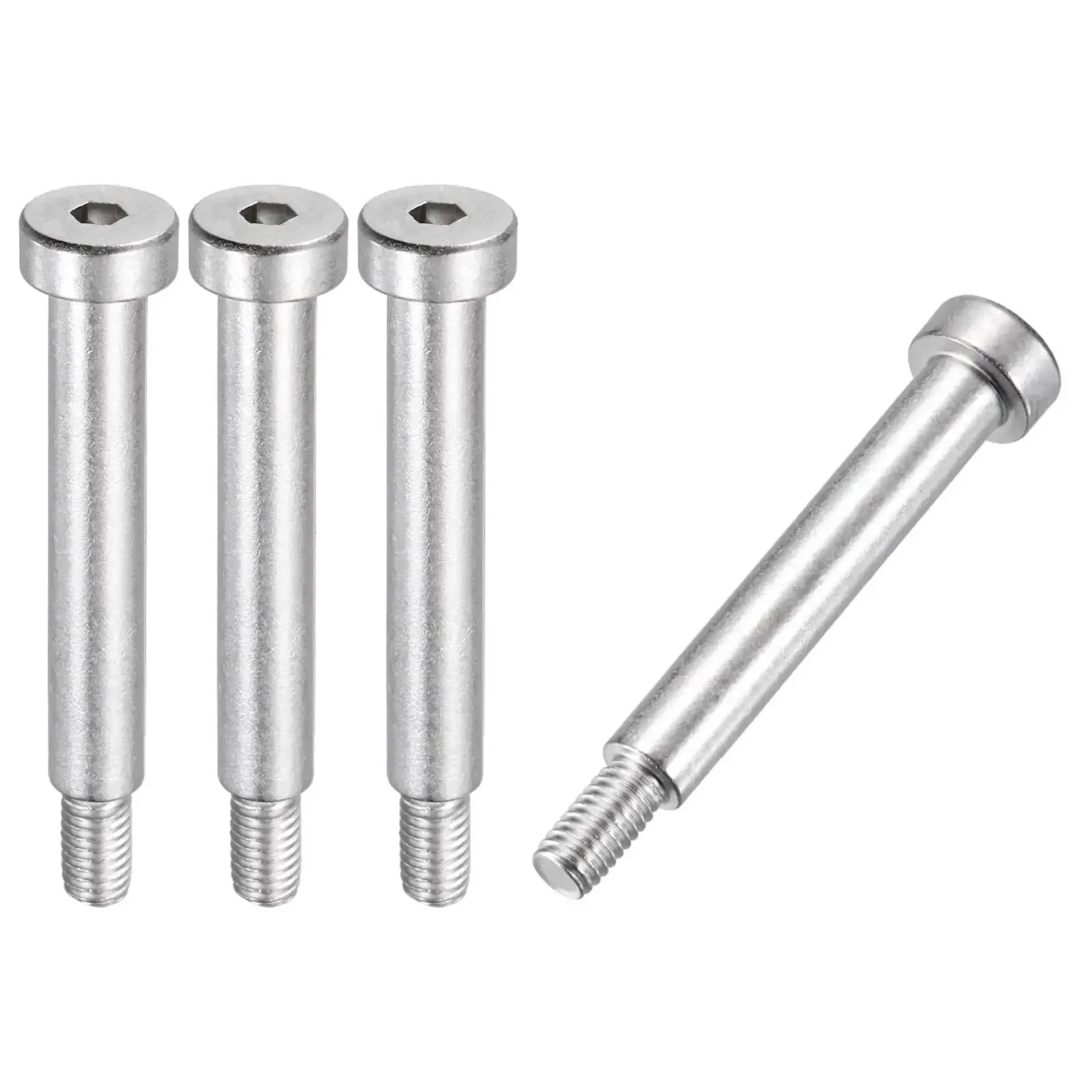 Four Pack 304 Stainless Steel Shoulder Bolts 8mm Shoulder Diameter 50mm Shoulder Length M6x1 Thread Hex Socket Tough As Nails Hardware For Hydraulic Injection Molding Machinery And Industrial Equipment