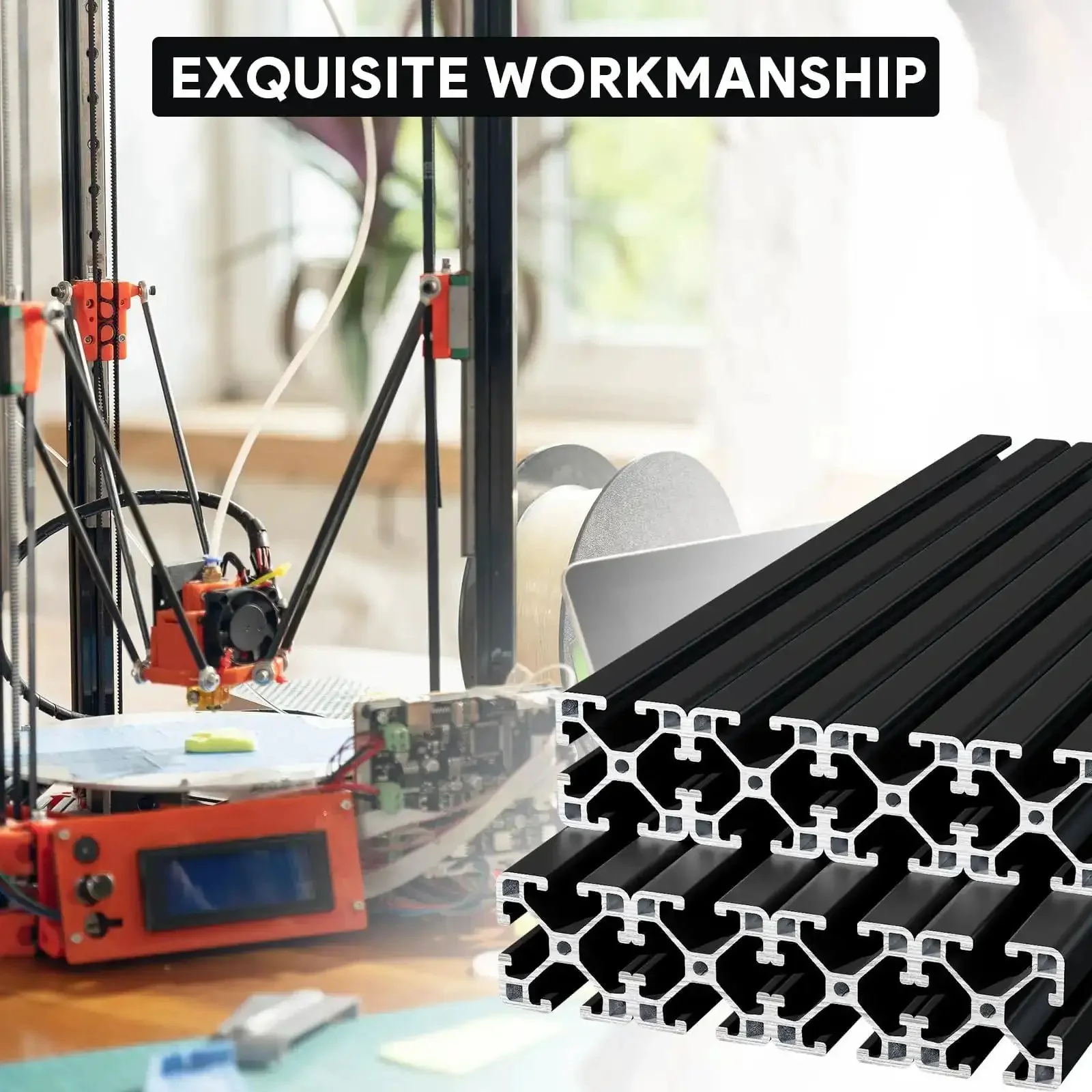 Four Pack 4040 T Slot Aluminum Extrusion Profiles In Anodized Black For European Standard Framing And Linear Motion Guide Rails Perfect For 3D Printers DIY Projects And Automation Equipment - Image 4