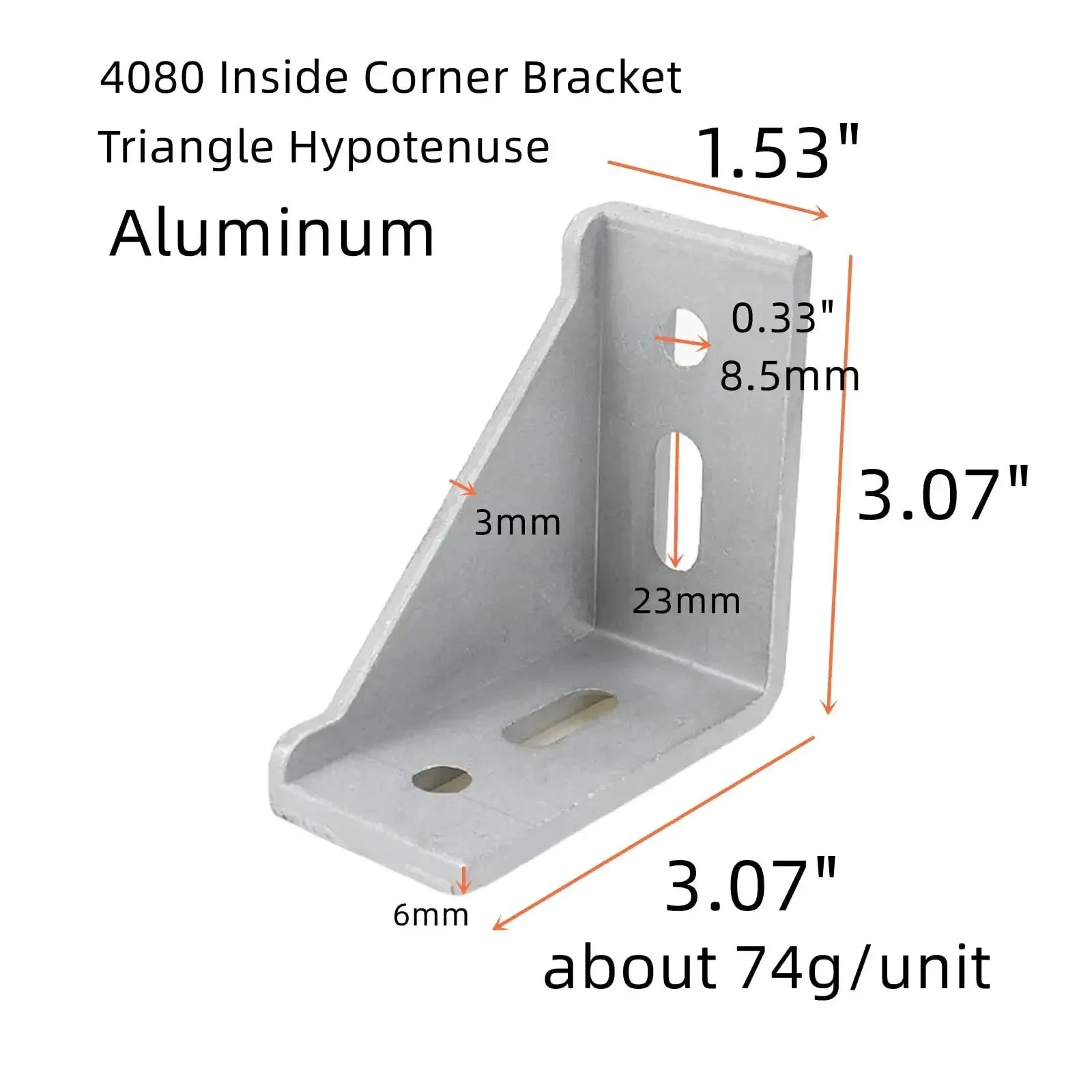 Four Pack 4080 Aluminum Extrusion Corner Brackets, Inside Triangle Connectors For 4080 Profiles With Slot, Matte Silver Finish For Heavy Duty Frame Joints - Image 4