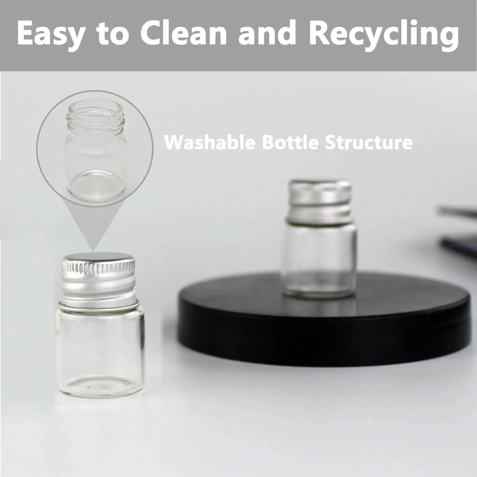 Four Pack 5ml Glass Jars With Lids Tiny Mini Bottles For DIY Crafts Storage And Decor Screw Cap Containers Clear Glass Vials With Little Caps Dope For Travel And Lab Setups - Image 3