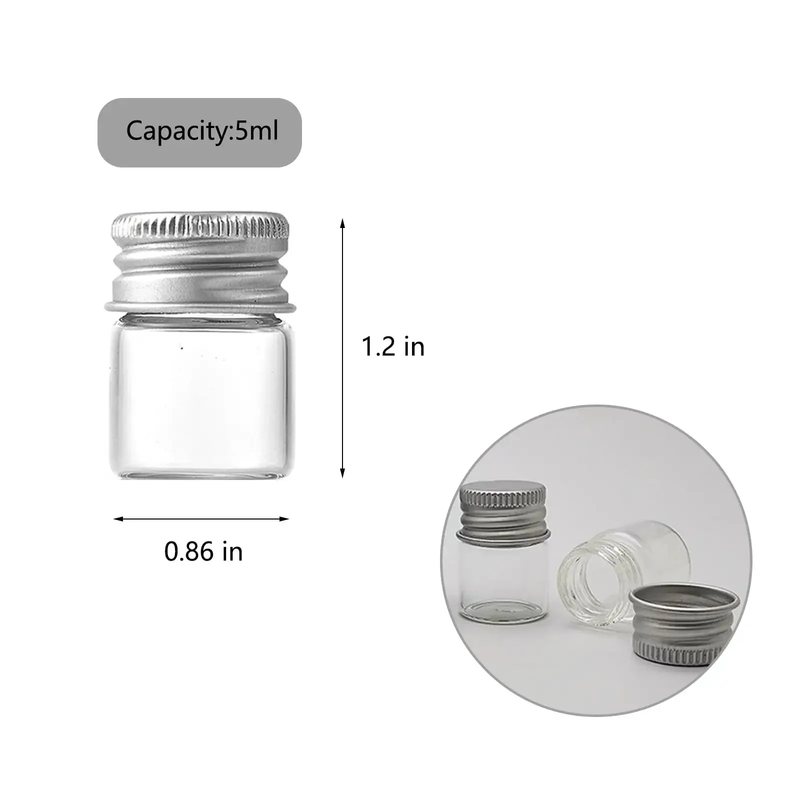 Four Pack 5ml Glass Jars With Lids Tiny Mini Bottles For DIY Crafts Storage And Decor Screw Cap Containers Clear Glass Vials With Little Caps Dope For Travel And Lab Setups - Image 7