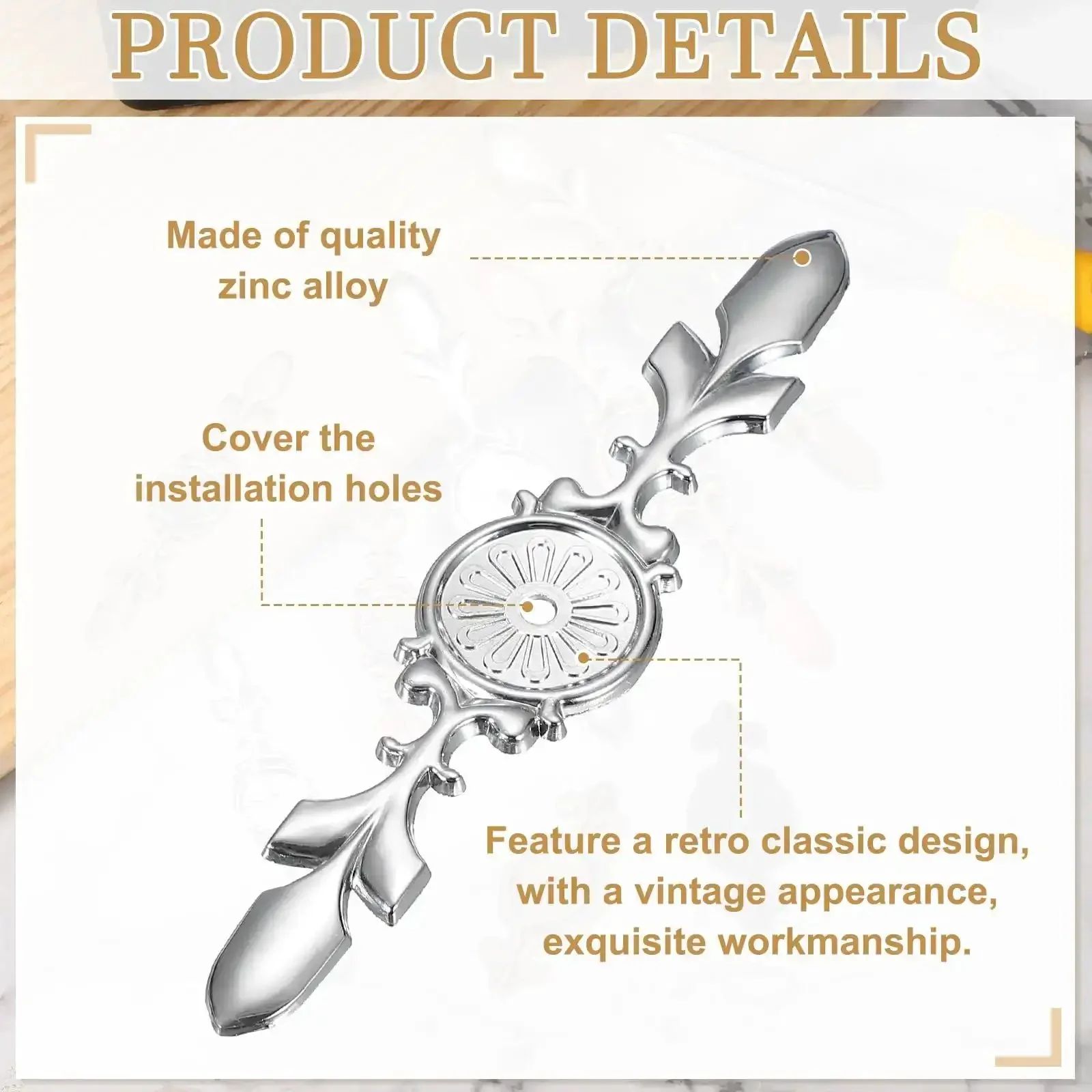 Four Pack Cabinet Backplates In Zinc Alloy Approximately 6.57 Inches Long With Three Sixteenth Inch Single Hole Back Plates For Wardrobes Cupboards Closets And Dressers Vintage Retro Style Silver - Image 5