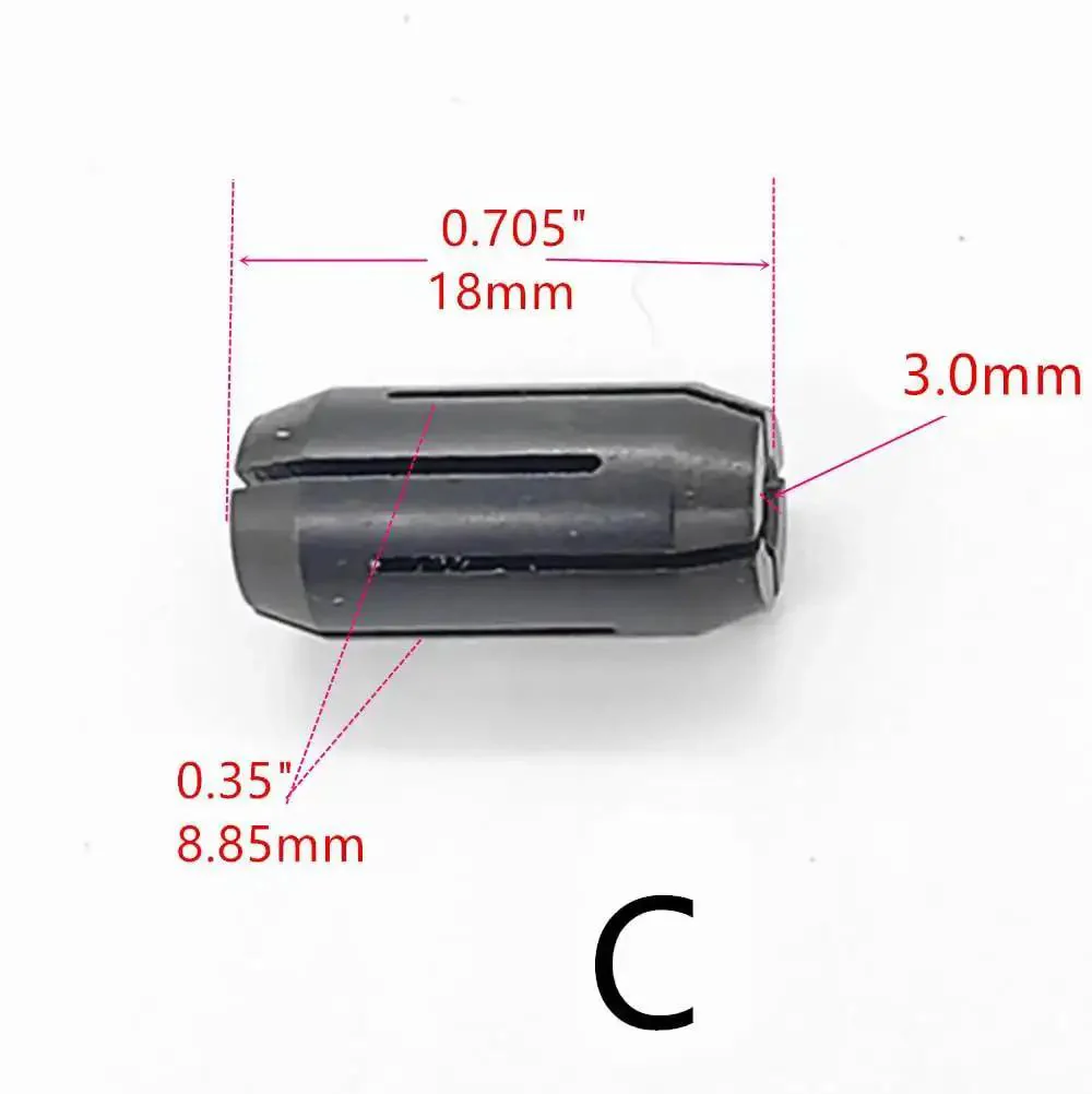 Four Pack Cut Out Tool Collet Chuck Kit For DW660 And DC550 Palm Routers Includes One Eighth Inch One Quarter Inch And Three Point Zero Millimeter Collets Beefed Up Replacement Parts For Cut Out Tools - Image 3