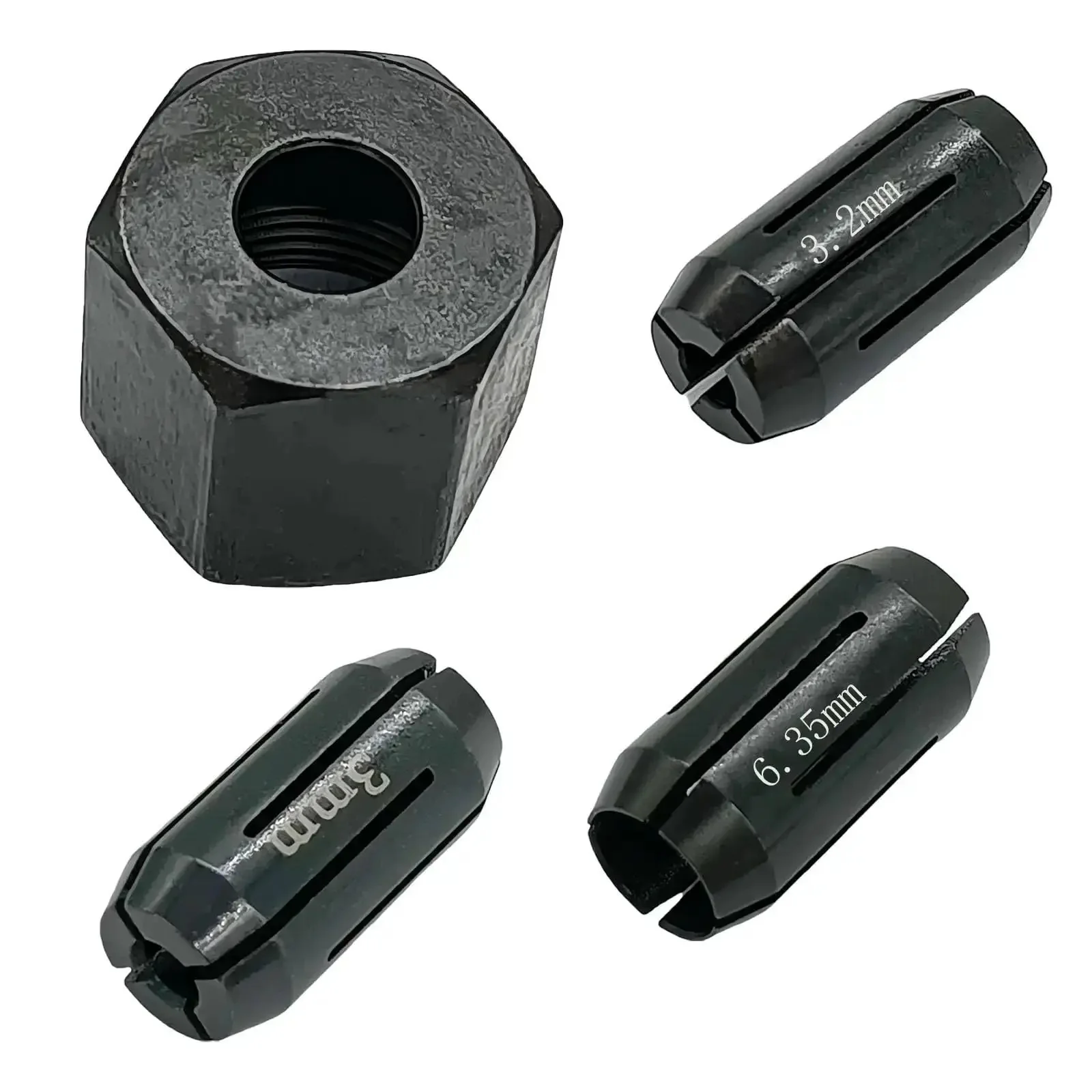 Four Pack Cut Out Tool Collet Chuck Kit For DW660 And DC550 Palm Routers Includes One Eighth Inch One Quarter Inch And Three Point Zero Millimeter Collets Beefed Up Replacement Parts For Cut Out Tools - Image 8