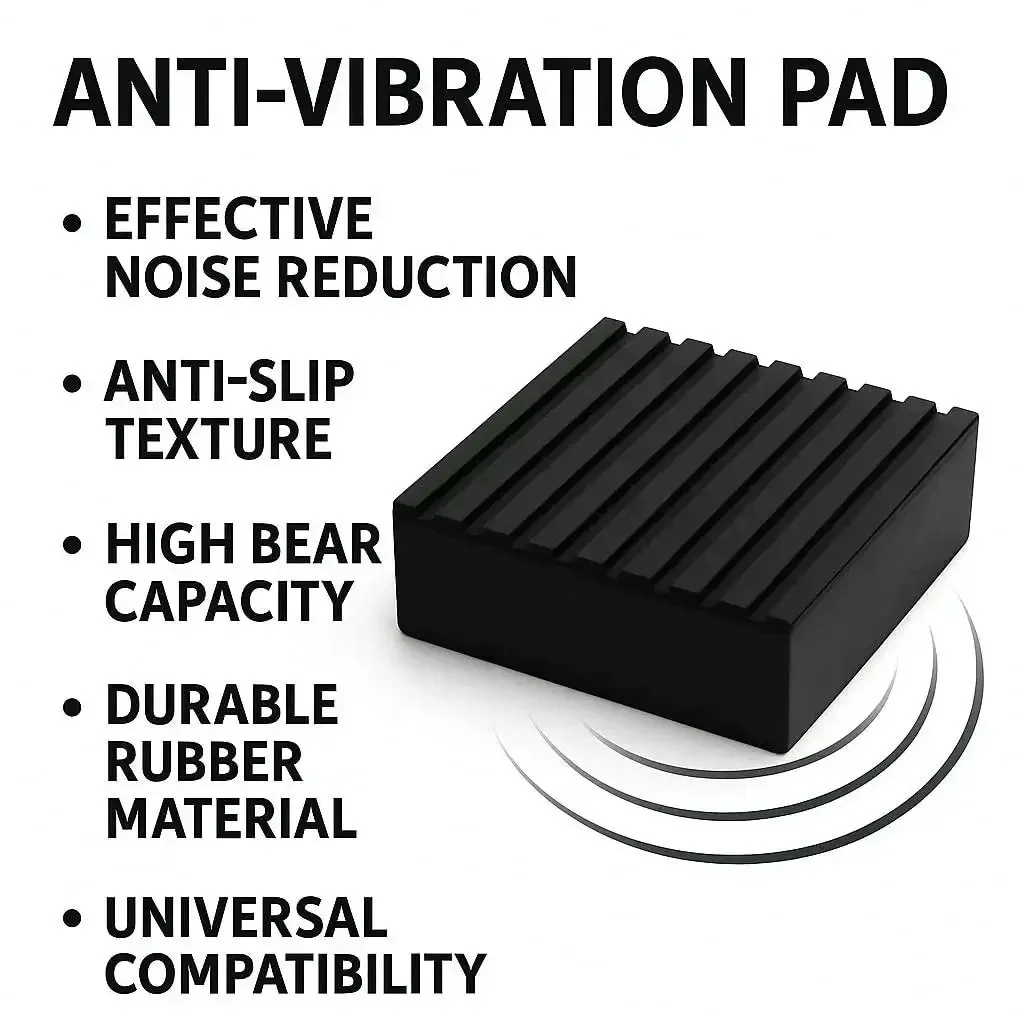 Four Pack Heavy Duty Anti Vibration Pads Made From Solid Rubber Four By Four By One Inches For Quiet Operation, Noise Dampening, And Slip Resistant Support For Air Compressors, Generators, Washers, Dryers, And HVAC Equipment For Home And Shop Gear - Image 5