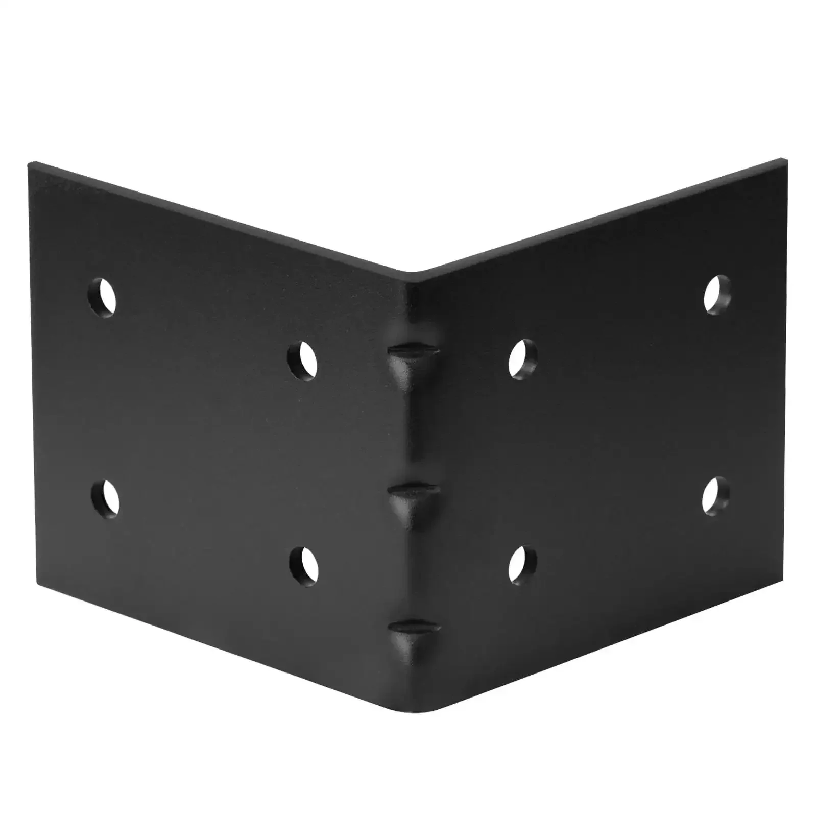 Four Pack Heavy Duty Black Steel L Reinforced Angle Brackets For Wood, 0.125 Inch Thick, 180 Lbs Max Load, Anti Rust Powder Coated, 11 mm Holes For Three Eighth Inch Bolts - Image 3