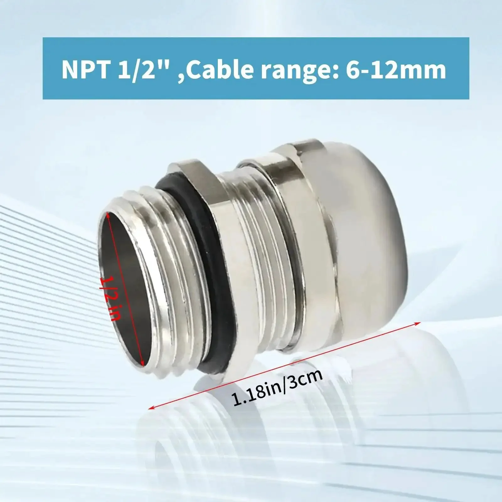 Four Pack Nickel Plated Copper Cable Glands 1/2 NPT Adjustable 6-12mm Waterproof Joints For Junction Boxes And Electrical Cabinets Built To Last Tough As Nails Silver - Image 5