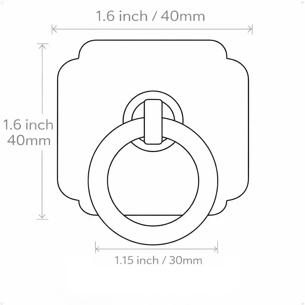 Four Pack Satin White Cabinet And Bifold Ring Pull Handles With One And Three Fifths Inch Backplate, Vintage Round Ring Knob Look Reno Ready For Kitchen Cabinets, Folding Doors, Wardrobes, Dressers, Super Easy Renovation Hardware - Image 2