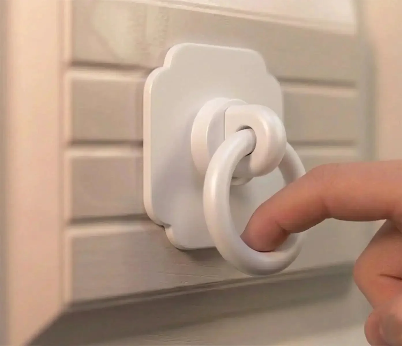 Four Pack Satin White Cabinet And Bifold Ring Pull Handles With One And Three Fifths Inch Backplate, Vintage Round Ring Knob Look Reno Ready For Kitchen Cabinets, Folding Doors, Wardrobes, Dressers, Super Easy Renovation Hardware - Image 3