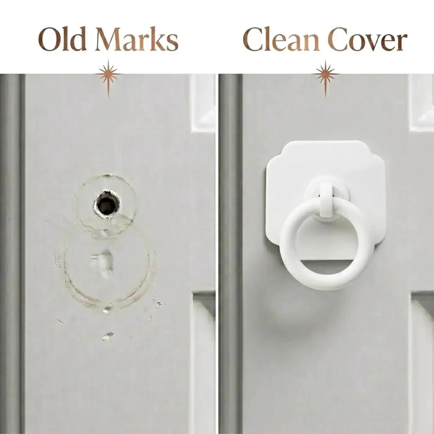Four Pack Satin White Cabinet And Bifold Ring Pull Handles With One And Three Fifths Inch Backplate, Vintage Round Ring Knob Look Reno Ready For Kitchen Cabinets, Folding Doors, Wardrobes, Dressers, Super Easy Renovation Hardware - Image 5