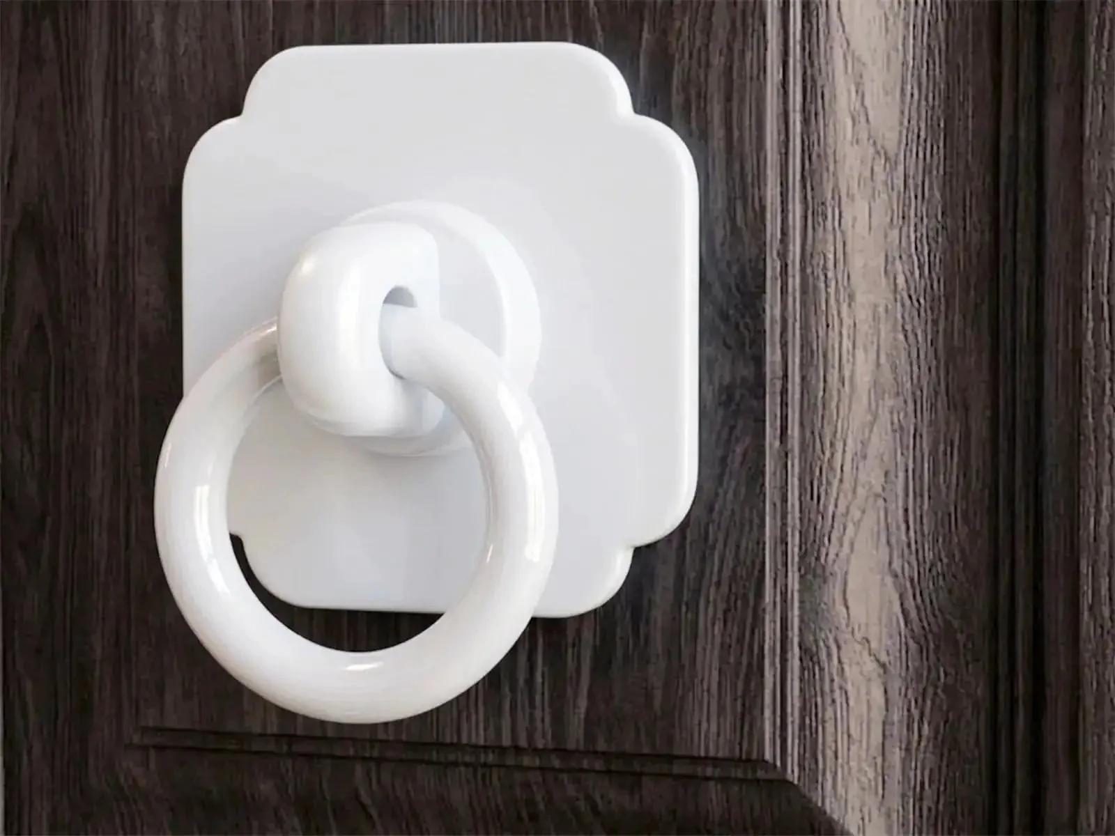 Four Pack Satin White Cabinet And Bifold Ring Pull Handles With One And Three Fifths Inch Backplate, Vintage Round Ring Knob Look Reno Ready For Kitchen Cabinets, Folding Doors, Wardrobes, Dressers, Super Easy Renovation Hardware - Image 6