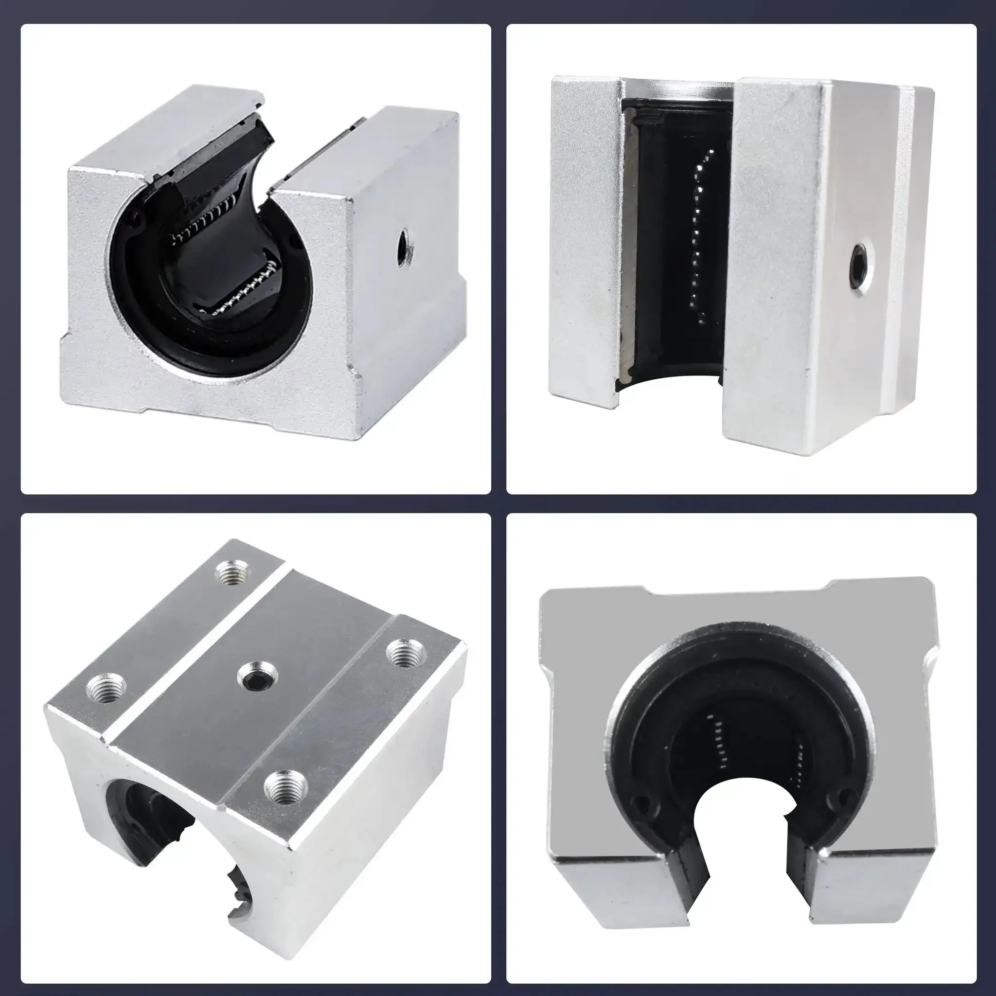 Four Pack SBR20UU Aluminum Block 20mm Linear Motion Ball Bearing Slide Block For SBR20 20mm Linear Guide Rail Heavy Duty Box Slider Built Tough As Nails For Smooth Precise Movement - Image 4