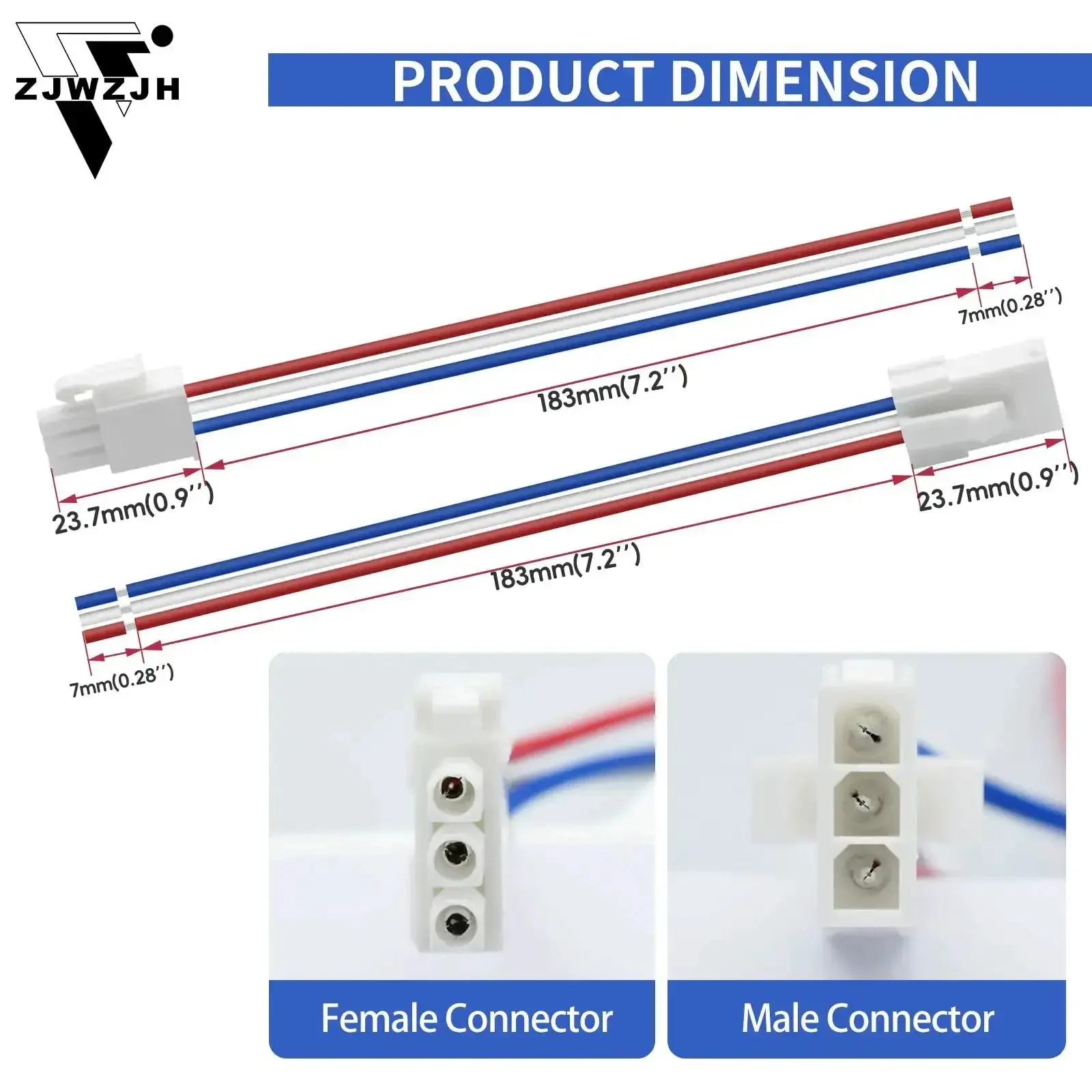 Four Pairs 3 Pin Servo Extension Cables With 20cm Length 22 AWG White PA66 Nylon FL4.14mm Pitch Beefy High Current 8A 3 Circuit Wire Male To Female Connectors For Cars Trucks Boats RC Hobby Electronics - Image 4