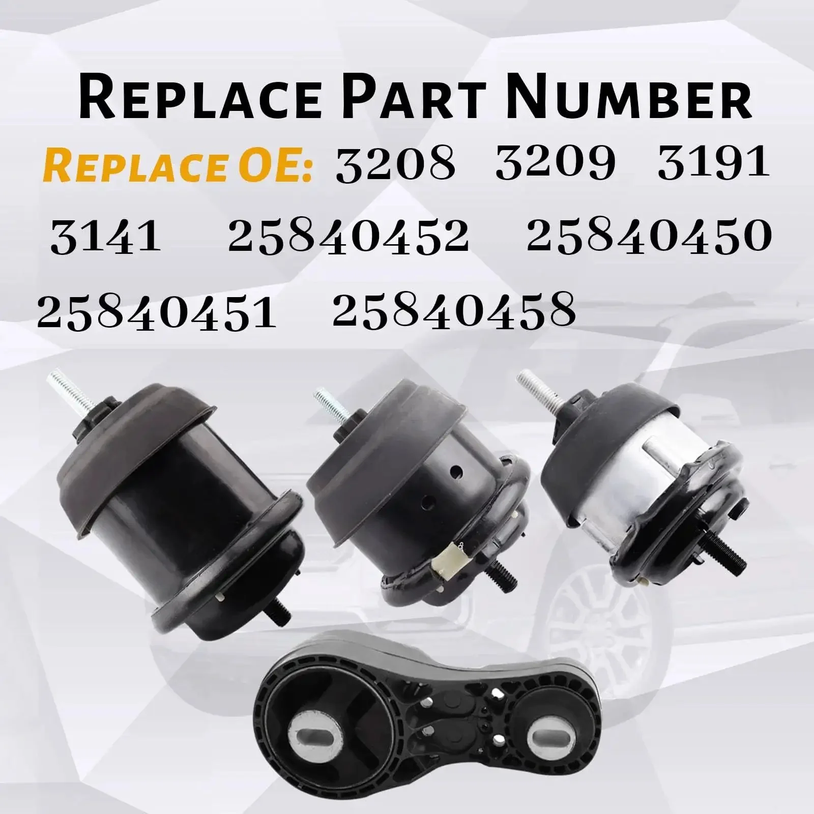 Four Piece Direct Fit Engine And Transmission Mount Kit For 3.6L V6 SUVs Including 2009 To 2017 Chevrolet Traverse, 2009 To 2016 GMC Acadia, Buick Enclave, And Saturn Outlook Replacement Replaces A5458 A5549 A5548 A5444 - Image 6