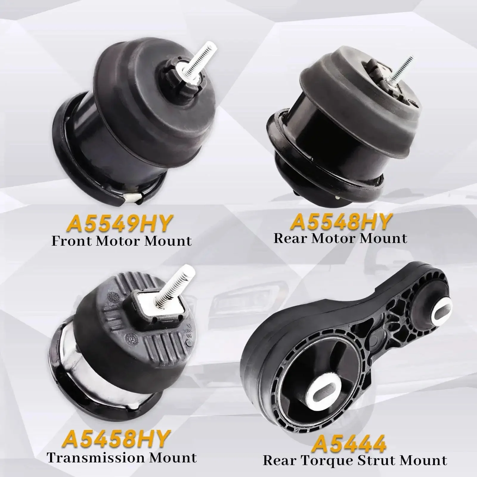 Four Piece Direct Fit Engine And Transmission Mount Kit For 3.6L V6 SUVs Including 2009 To 2017 Chevrolet Traverse, 2009 To 2016 GMC Acadia, Buick Enclave, And Saturn Outlook Replacement Replaces A5458 A5549 A5548 A5444 - Image 7