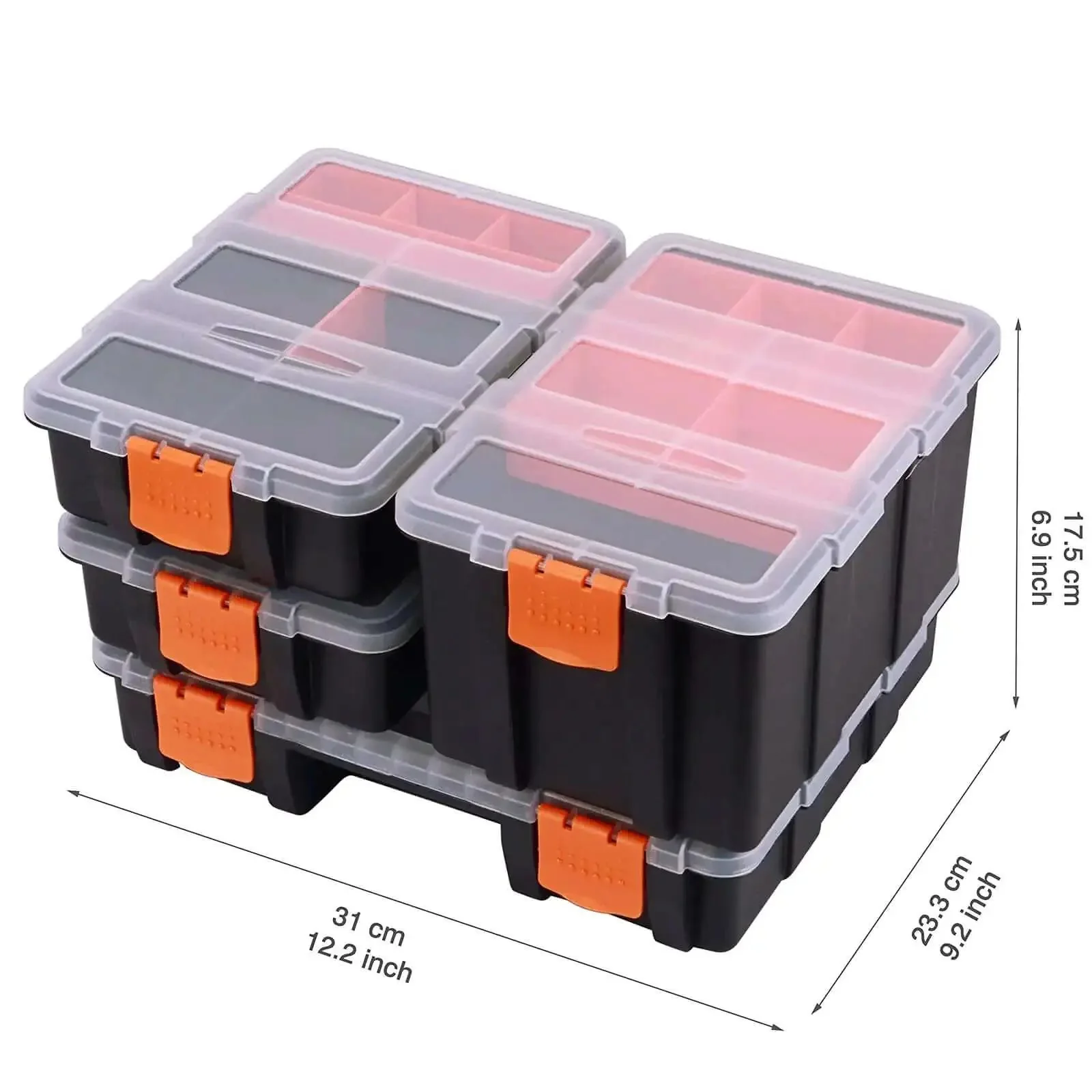 Four Piece Hardware And Parts Organizer Set For Toolbox Storage Ready To Roll With Versatile Small Parts Compartments Durable Multi Size Organizer Boxes For Home Garage And Workshop - Image 2