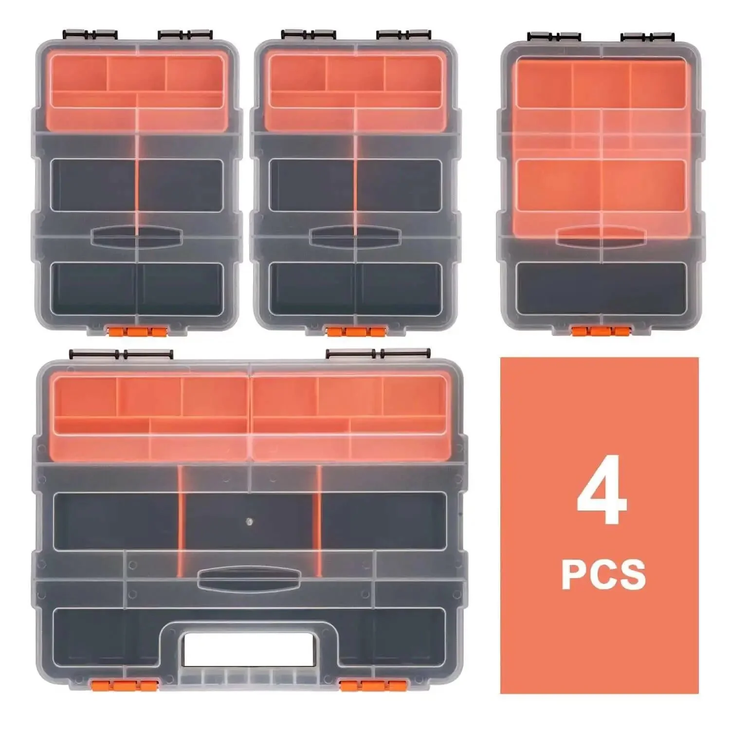 Four Piece Hardware And Parts Organizer Set For Toolbox Storage Ready To Roll With Versatile Small Parts Compartments Durable Multi Size Organizer Boxes For Home Garage And Workshop - Image 6