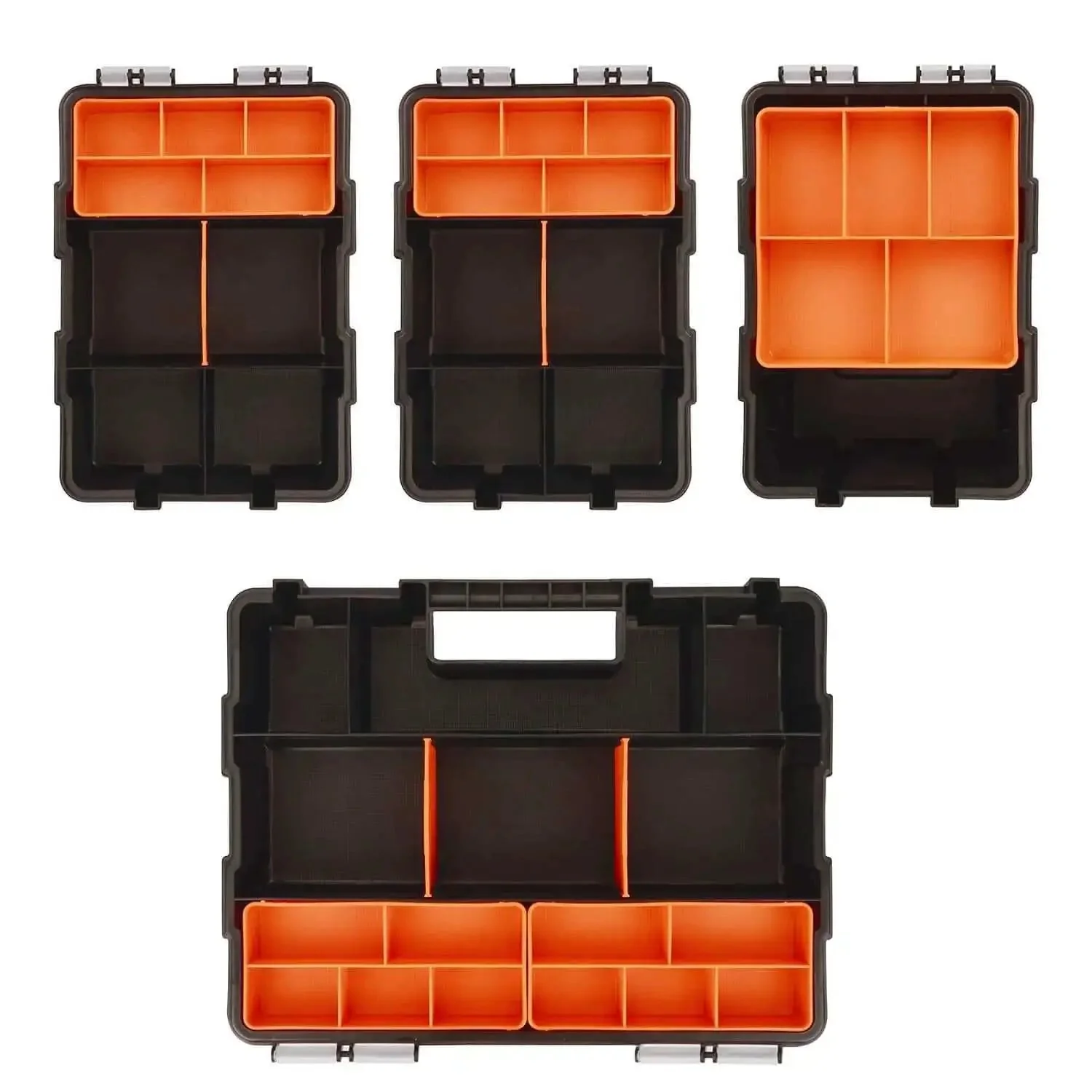 Four Piece Hardware And Parts Organizer Set For Toolbox Storage Ready To Roll With Versatile Small Parts Compartments Durable Multi Size Organizer Boxes For Home Garage And Workshop - Image 7