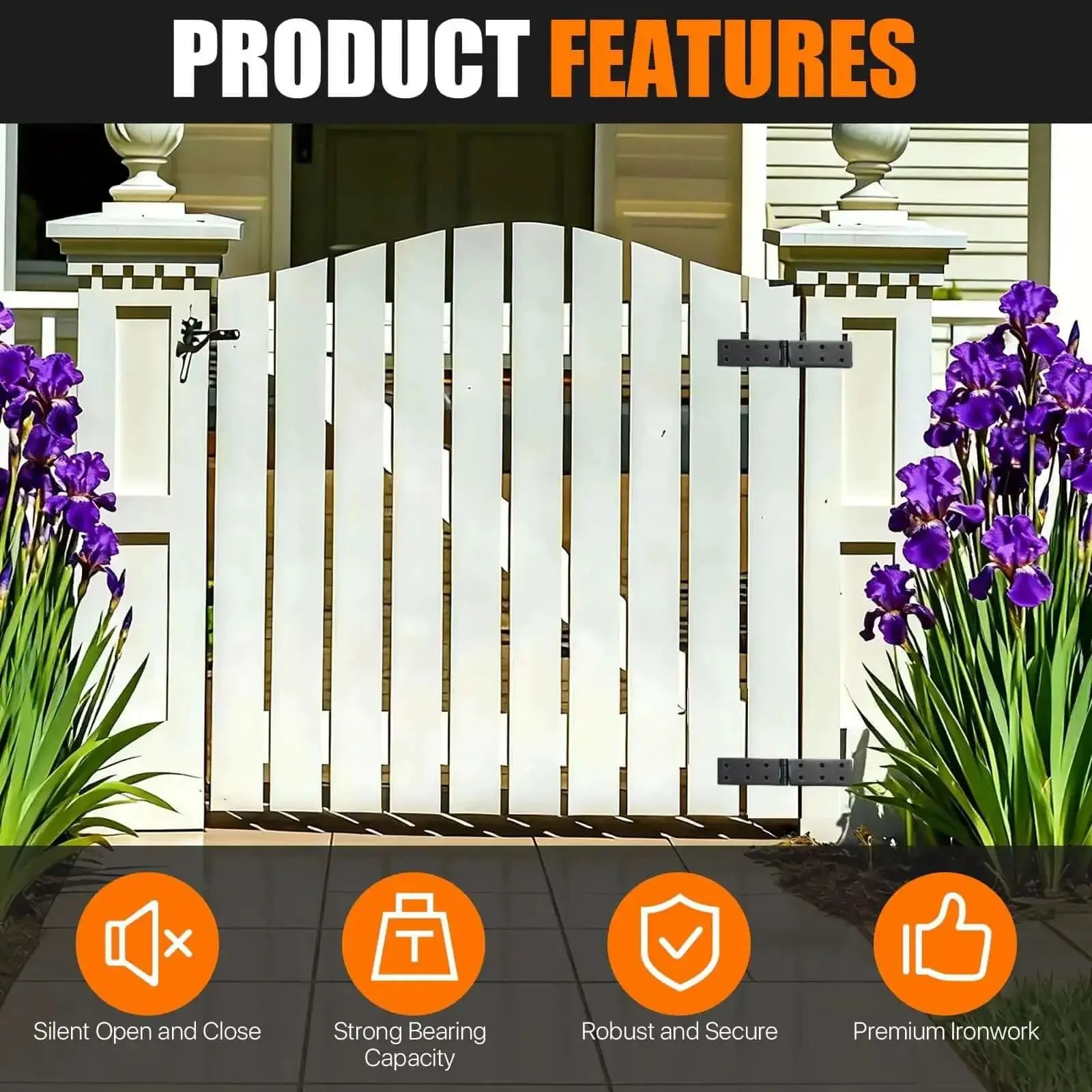 Four Piece Heavy Duty Gate Hinges Set With 270 Degree Adjustable Butt Folding Design Iron Bifold Door Hardware With Screws For Fences Yard Cabinets Gates Barn Shed Doors - Image 5