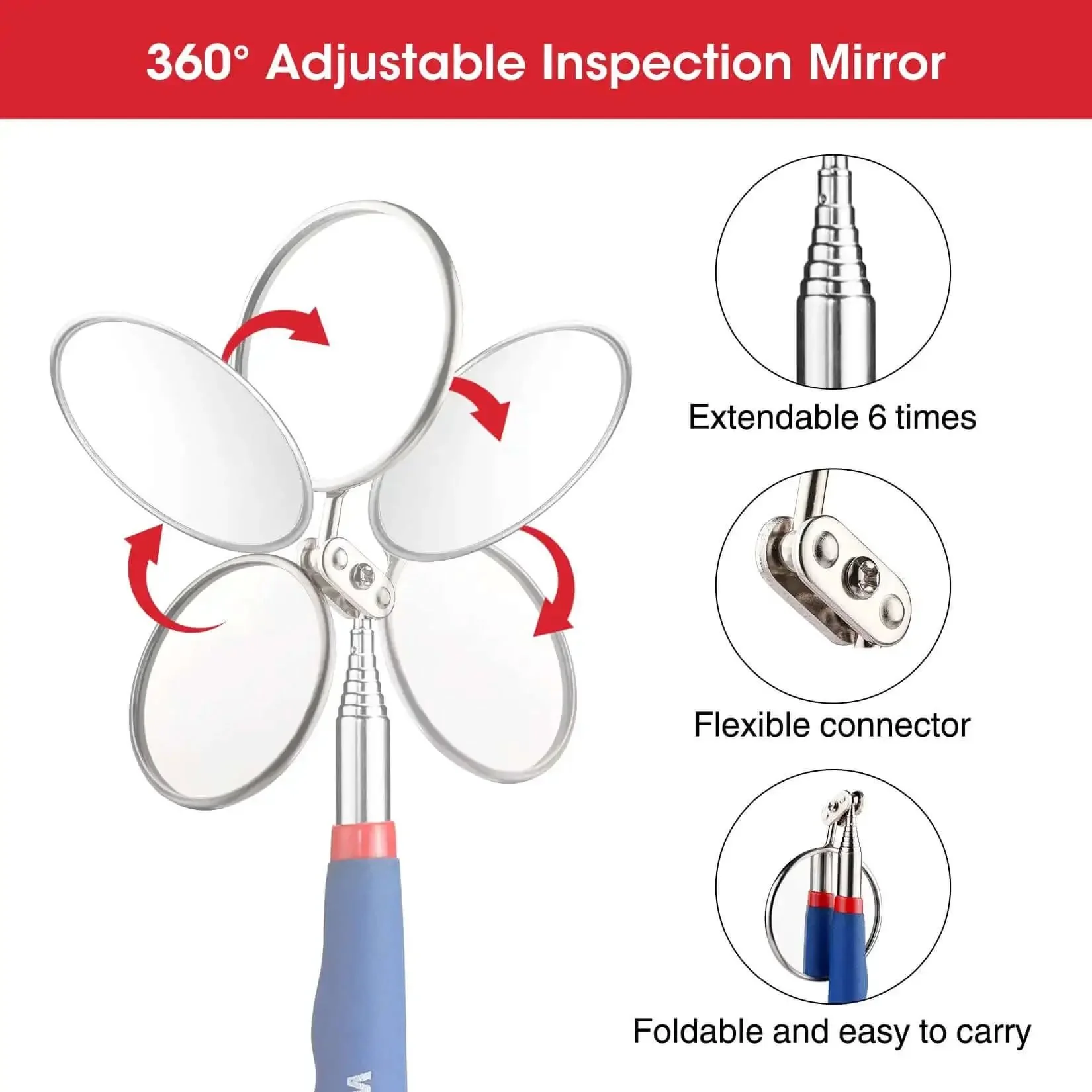 Four Piece Telescoping Magnetic Pick Up Tool Kit With Flexible Grabber A Real Workhorse For Reaching Under Cars Two Magnetic Pick Up Tools 2 Lb And 16 Lb And Four Claw Grabbers Plus Telescoping Inspection Mirror For Auto Repair And Car Maintenance - Image 7