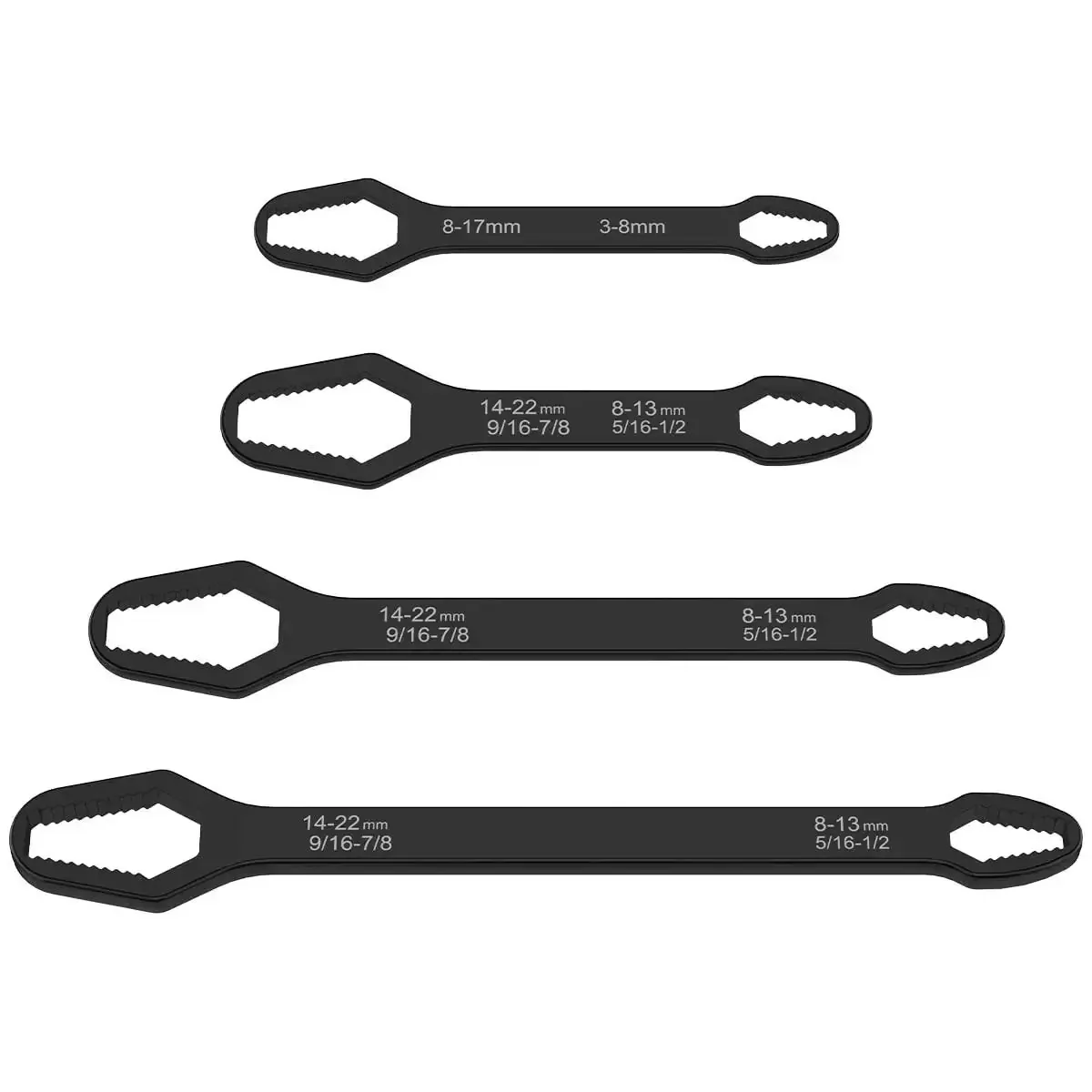 Four Piece Universal Torx Wrench Set With Double Head Self Tightening Design Adjustable From Three Millimeter To Twenty Two Millimeter Glasses Wrench For All Purpose Tasks At Home In The Garage On The Road Outdoor Riding And Car Repair
