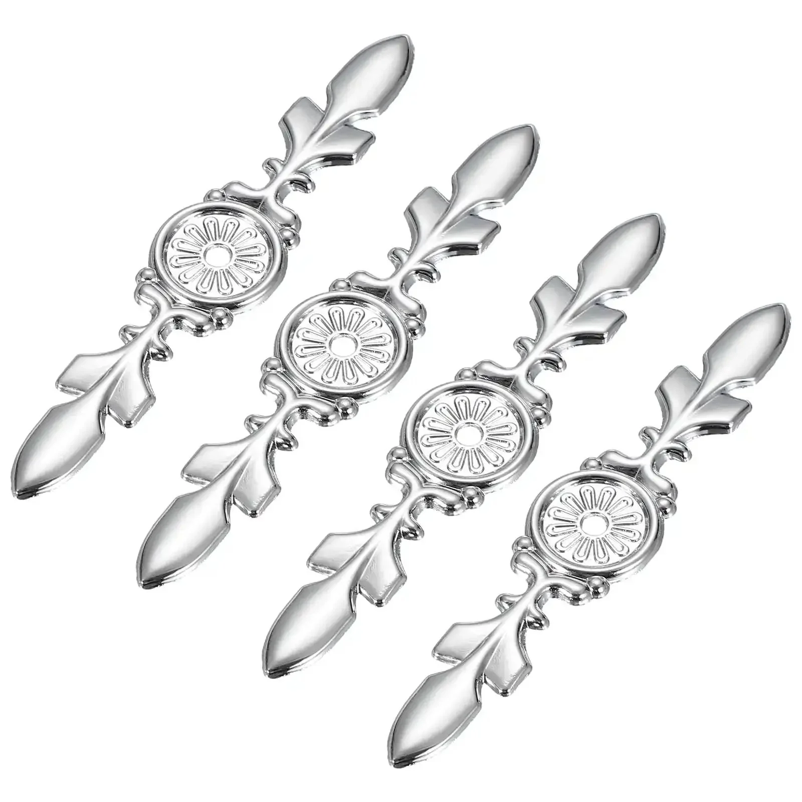 Four Piece Zinc Alloy Cabinet Back Plate Set With One Hole 0.17 Inch, Dimensions 4.65 By 0.94 Inches, Silver Finish, Old School Retro Drawer Backplates For Wardrobes Cupboards Closets And Dressers