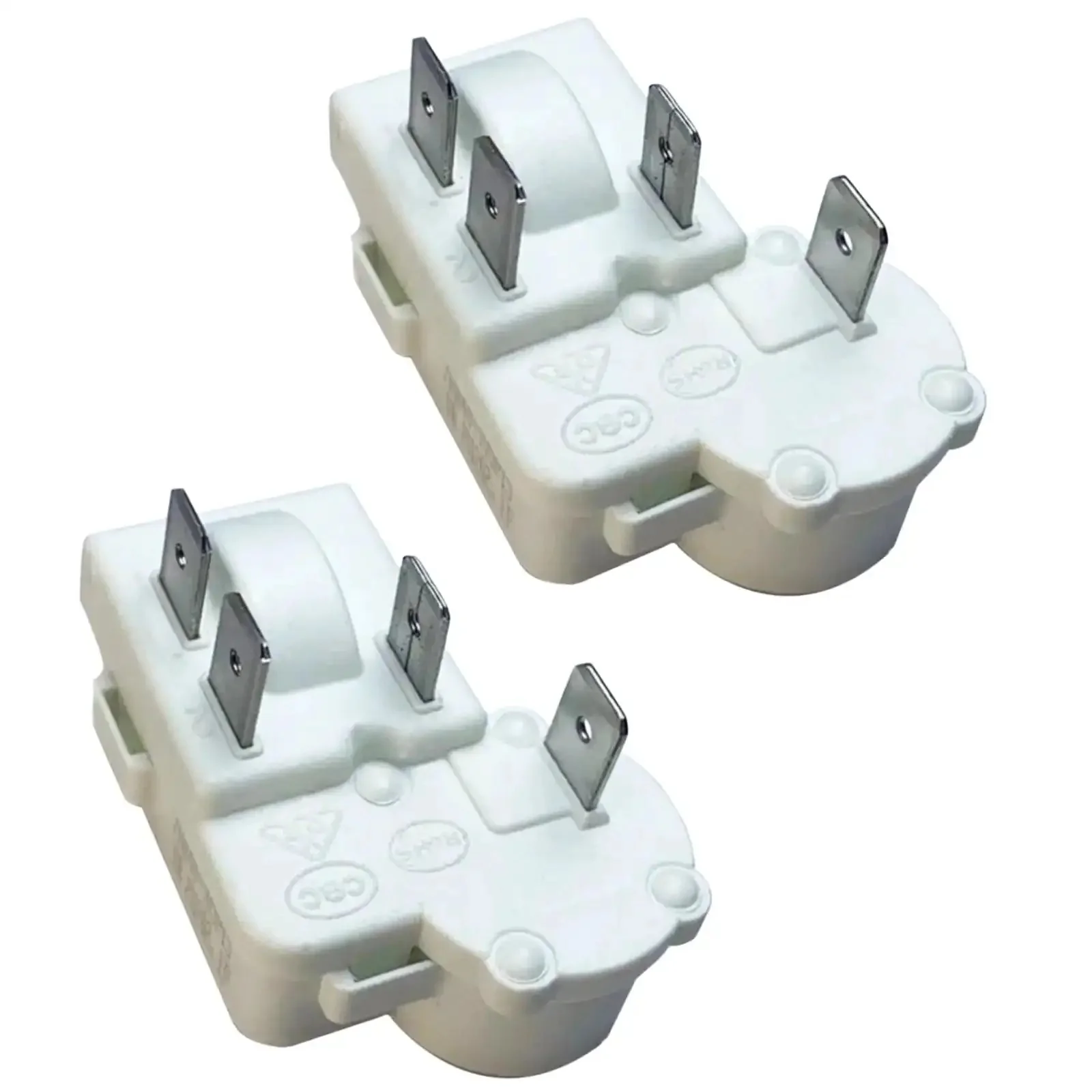 Four Pin Refrigerator PTC Starter Relay With Overload Protector Two Pack Plug And Play Direct Replacement For Faulty Start Devices Compatible With Major Brands And ZHB Series Models
