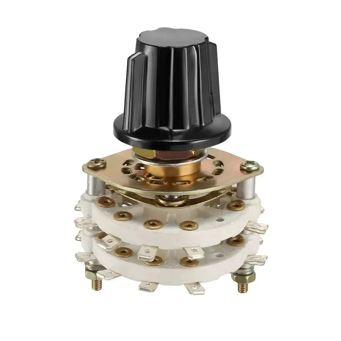 Four Pole Four Position Rotary Switch With Knob, Band Selector, Two Deck, 20 Contacts, Mount Hole 9.7mm, Shaft 6mm, 11.7mm Length, Includes Nut and Knob, Maker Friendly For DIY Electronics
