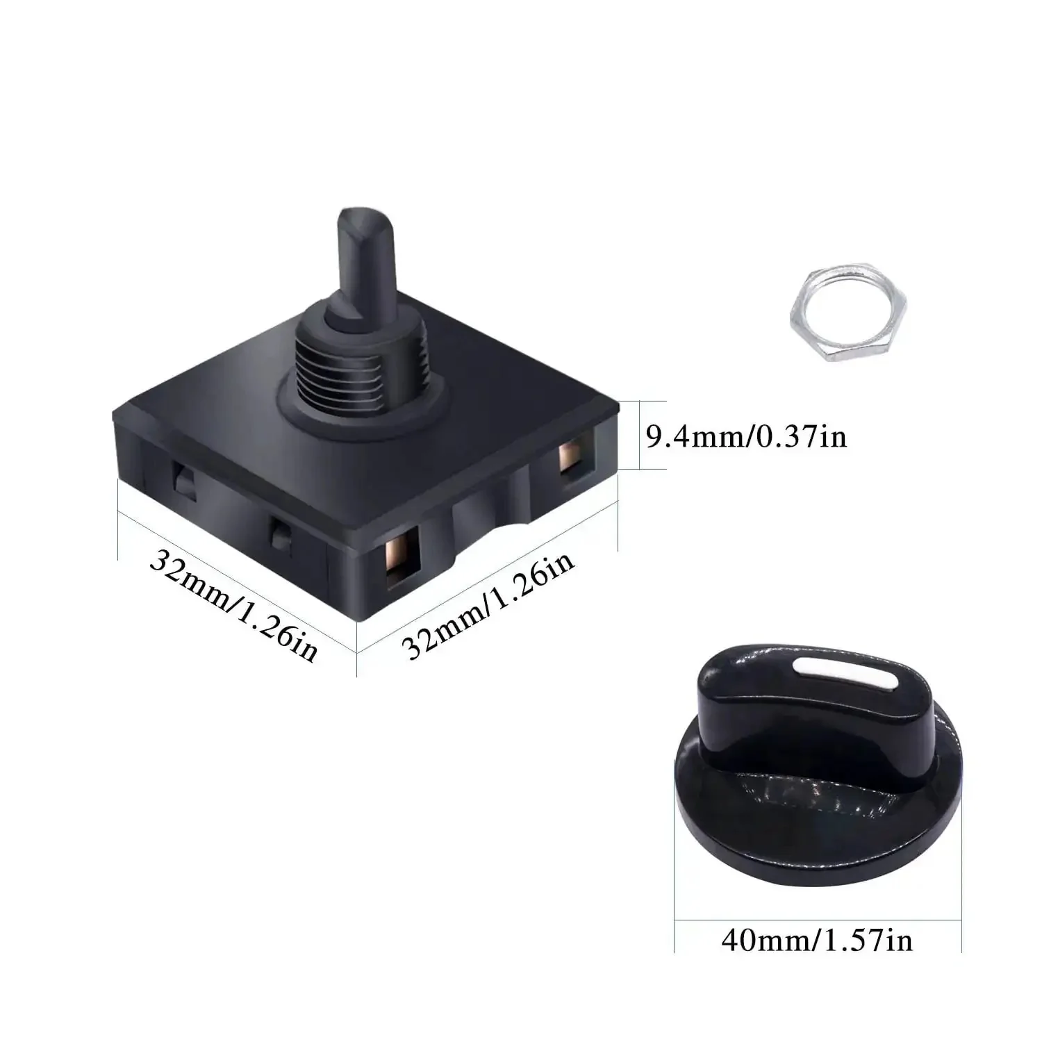 Four Position Rotary Switch With Knob 13A 125V And 10A 250V Three Speed Universal Heater Selector Flame Retardant Housing For Durable High Temperature Use 32mm Square Mount F034 - Image 5